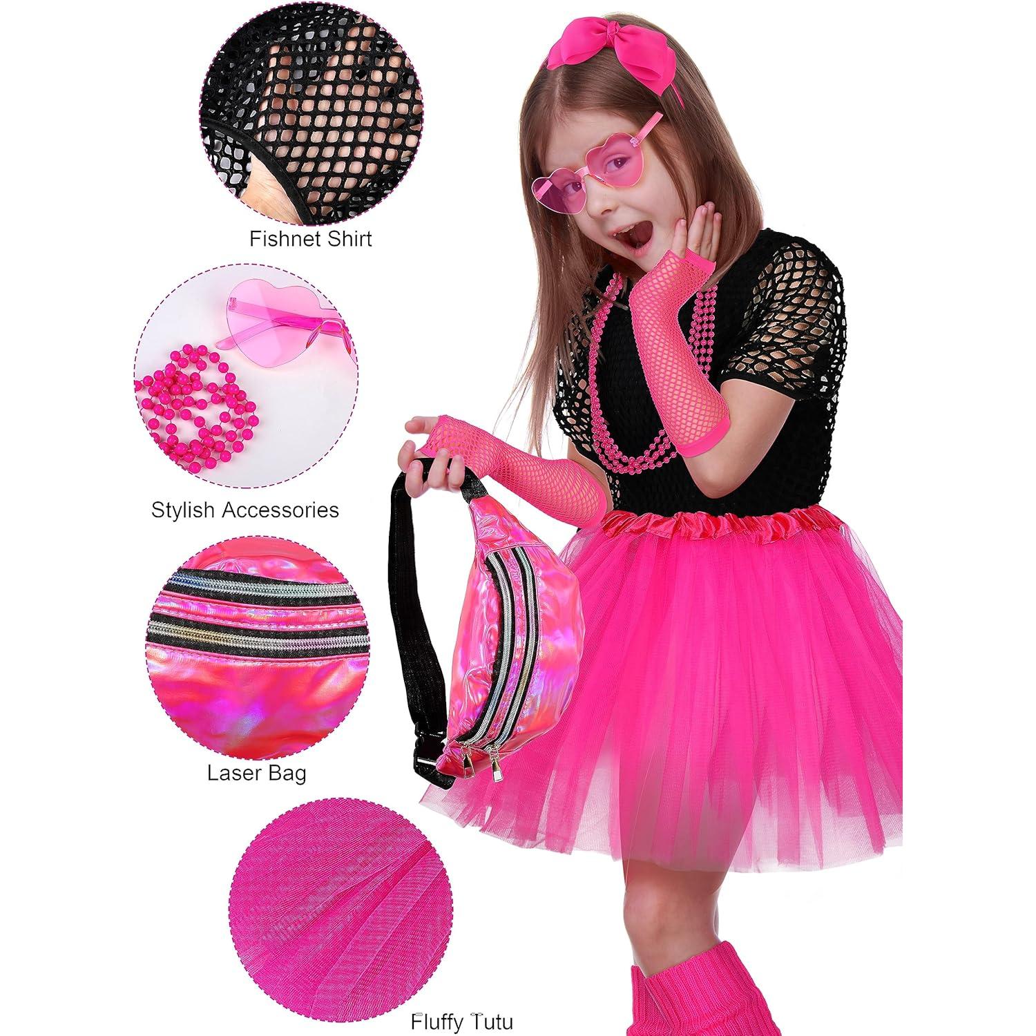 Conjunto de Accesorios para Niñas 80s AOTHSO 14 Piezas Rosa