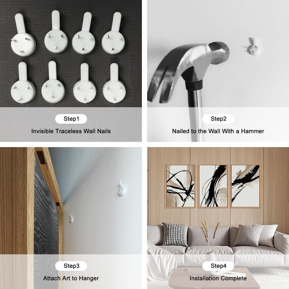 Conjunto de Arte de Pared HOURIA Abstracto Beige 3 Piezas 60x40cm