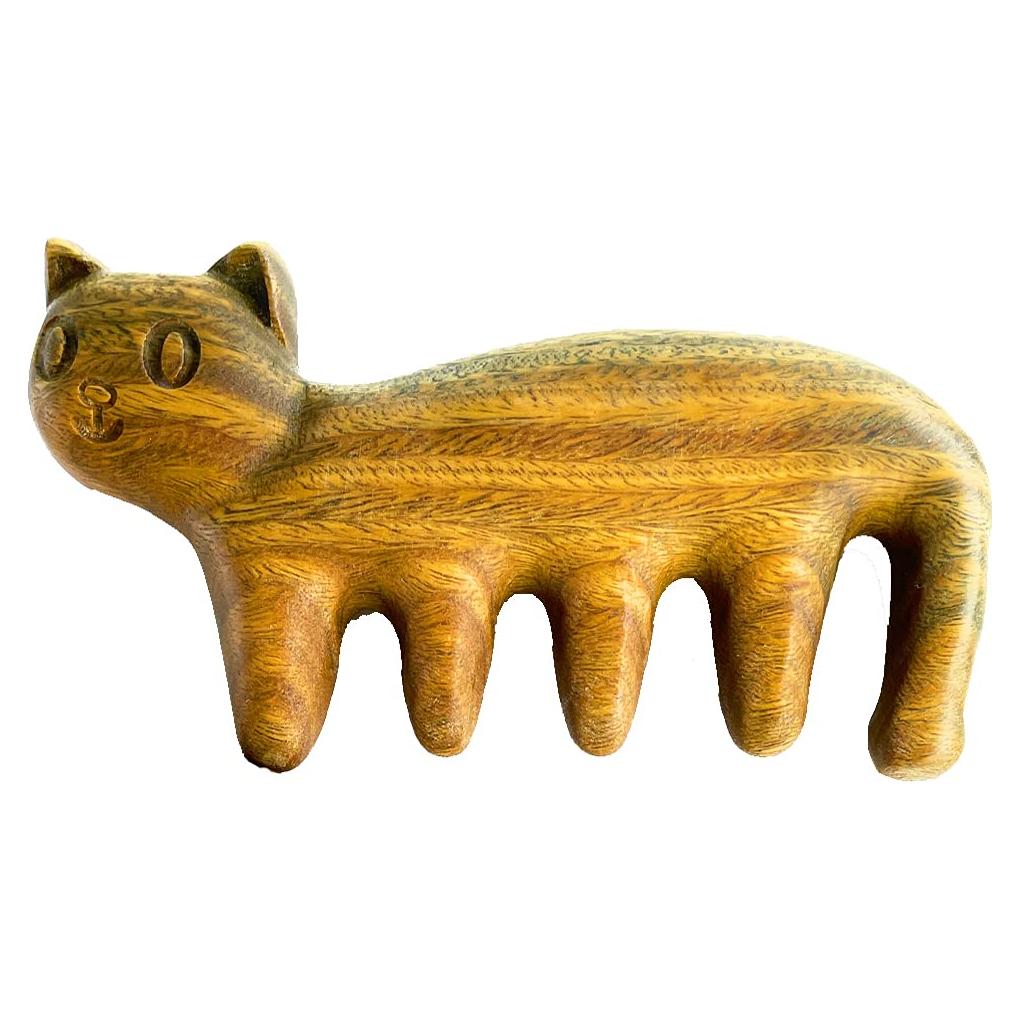 Peine de Madera de Sándalo Verde para Masaje del Cabello