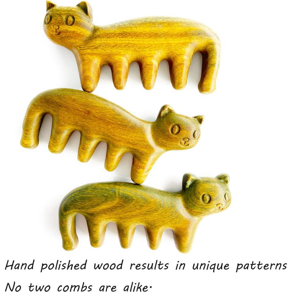 Peine de Madera de Sándalo Verde para Masaje del Cabello