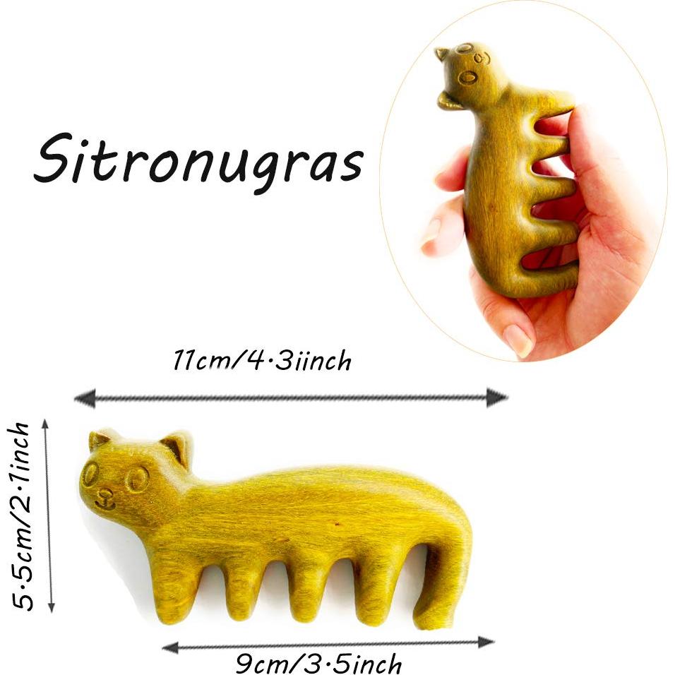 Peine de Madera de Sándalo Verde para Masaje del Cabello