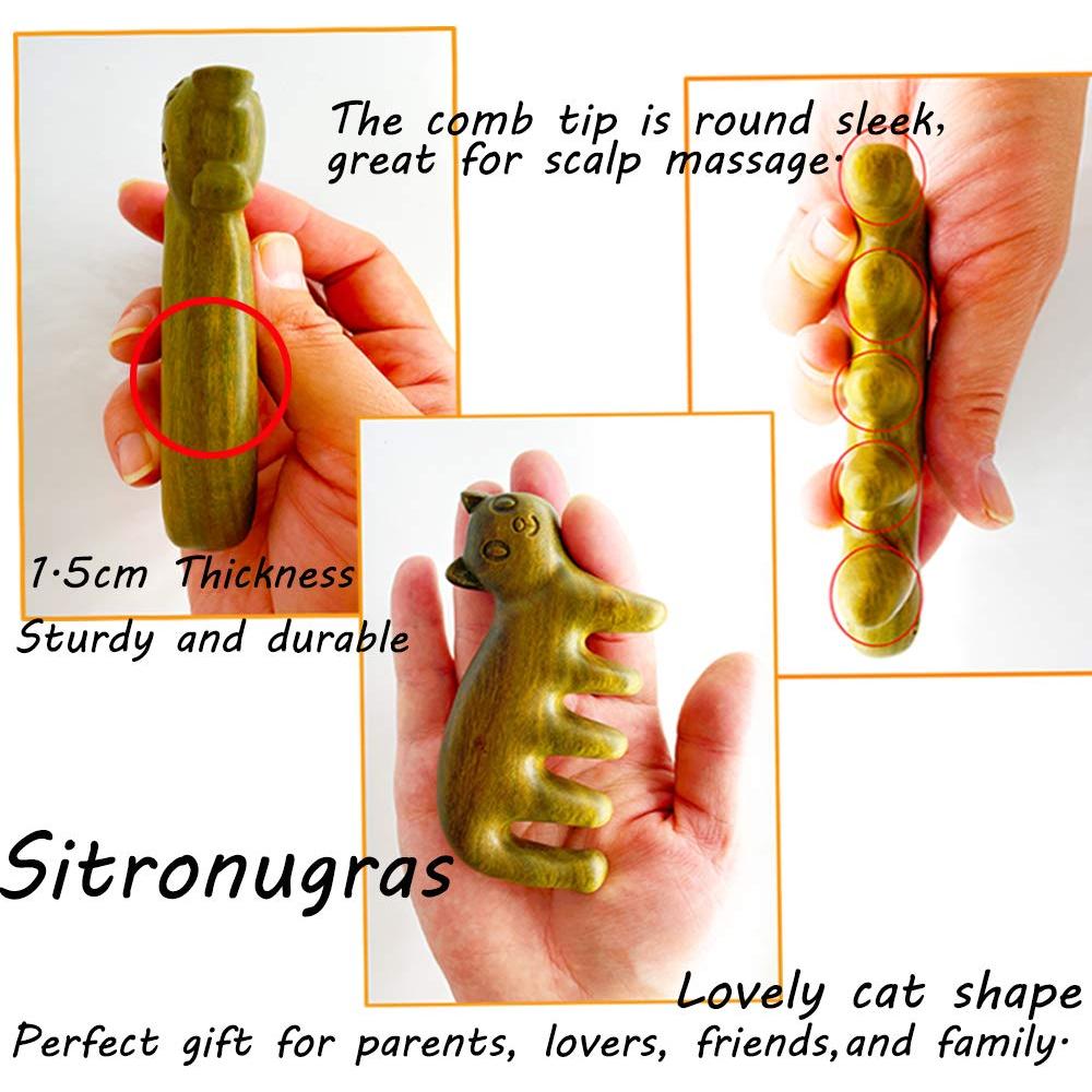 Peine de Madera de Sándalo Verde para Masaje del Cabello