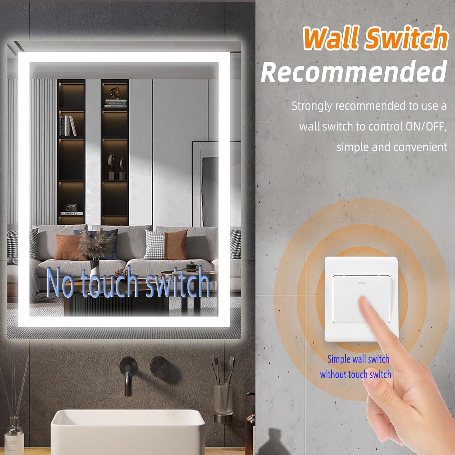 Espejo de Baño LED cxxsom 80x60 cm Anti-vaho Impermeable