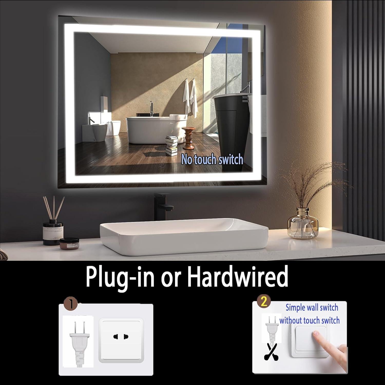 Espejo de Baño LED cxxsom 80x60 cm Anti-vaho Impermeable