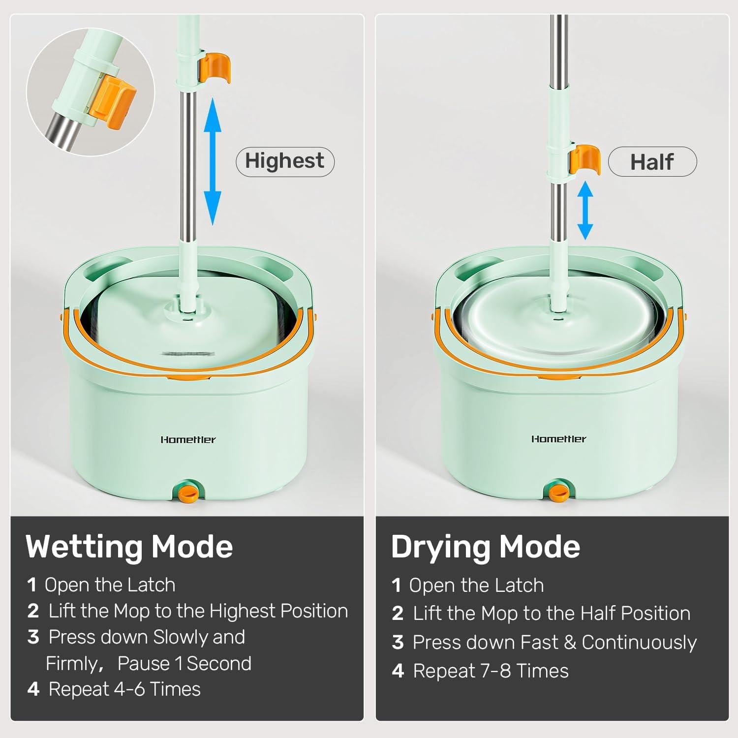 Juego de trapeador y cubo HoMettler KSD con 2 almohadillas