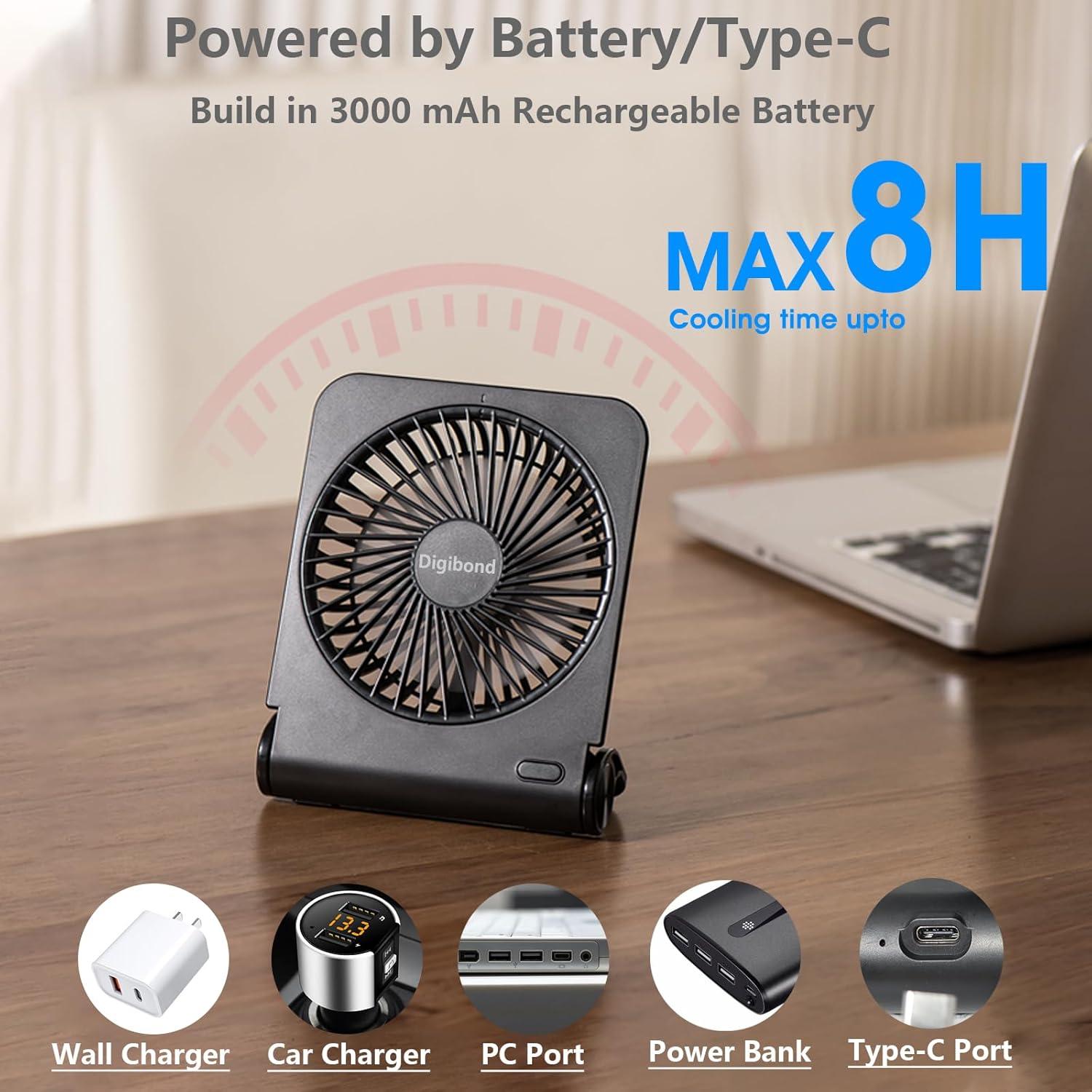 Ventilador de Escritorio Plegable Digibond 3000mAh Silencioso