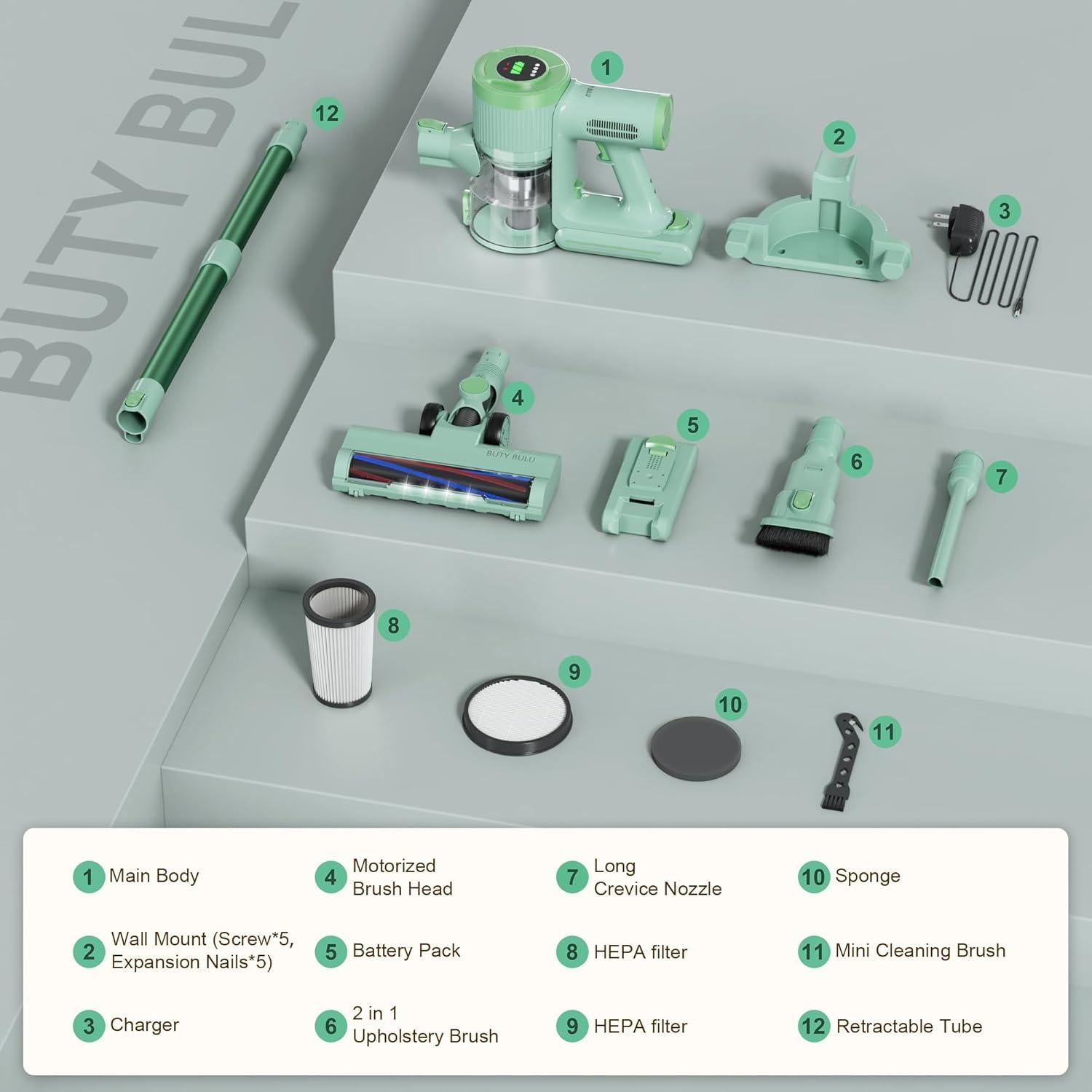 Aspiradora de Mano Inalámbrica BUTY BULU LK-W15 30KPa 40min