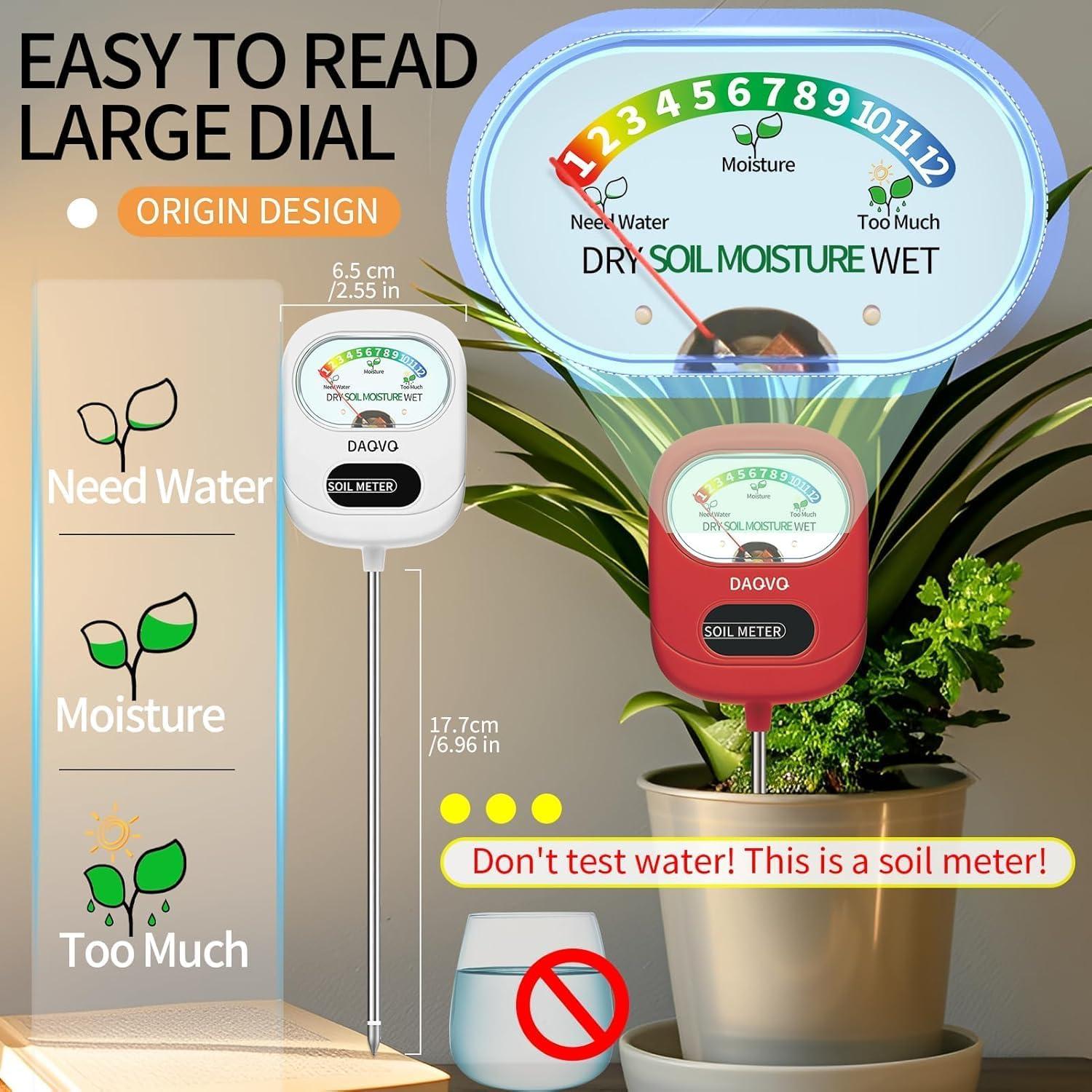 Medidor de Humedad del Suelo BAQVQ con Luz LED - Blanco