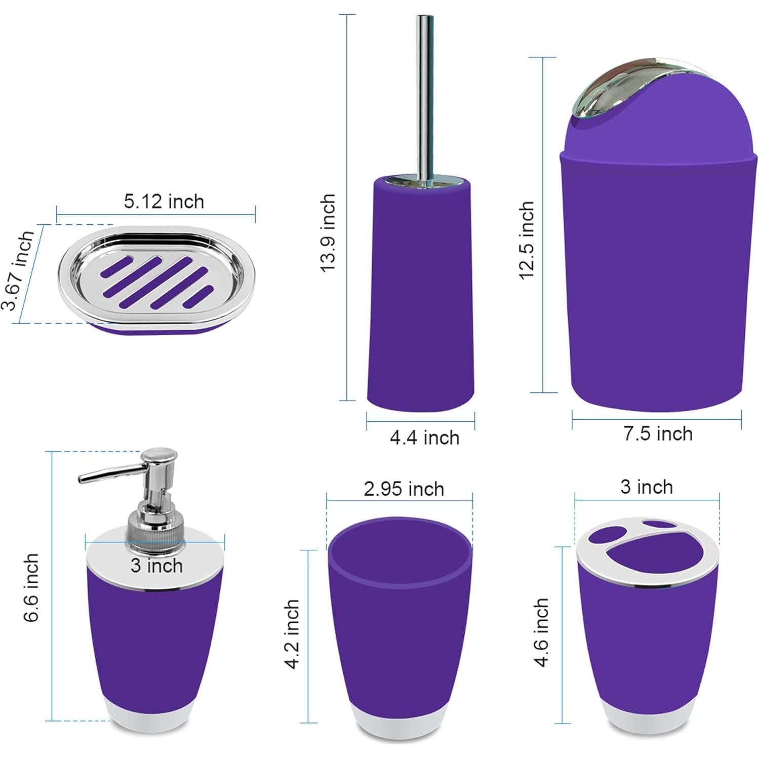 Juego de Accesorios de Baño 6 Piezas Plástico Púrpura