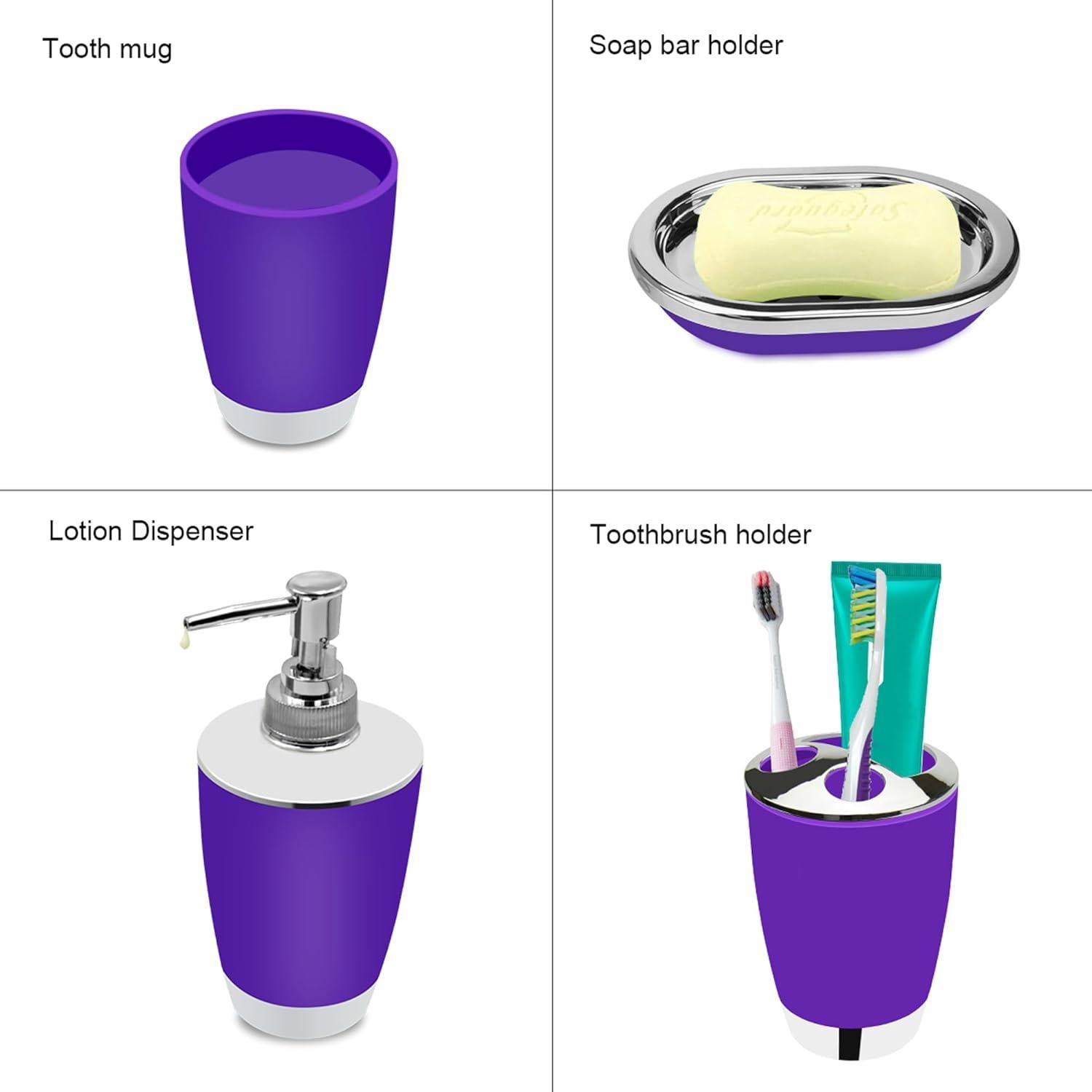 Juego de Accesorios de Baño 6 Piezas Plástico Púrpura