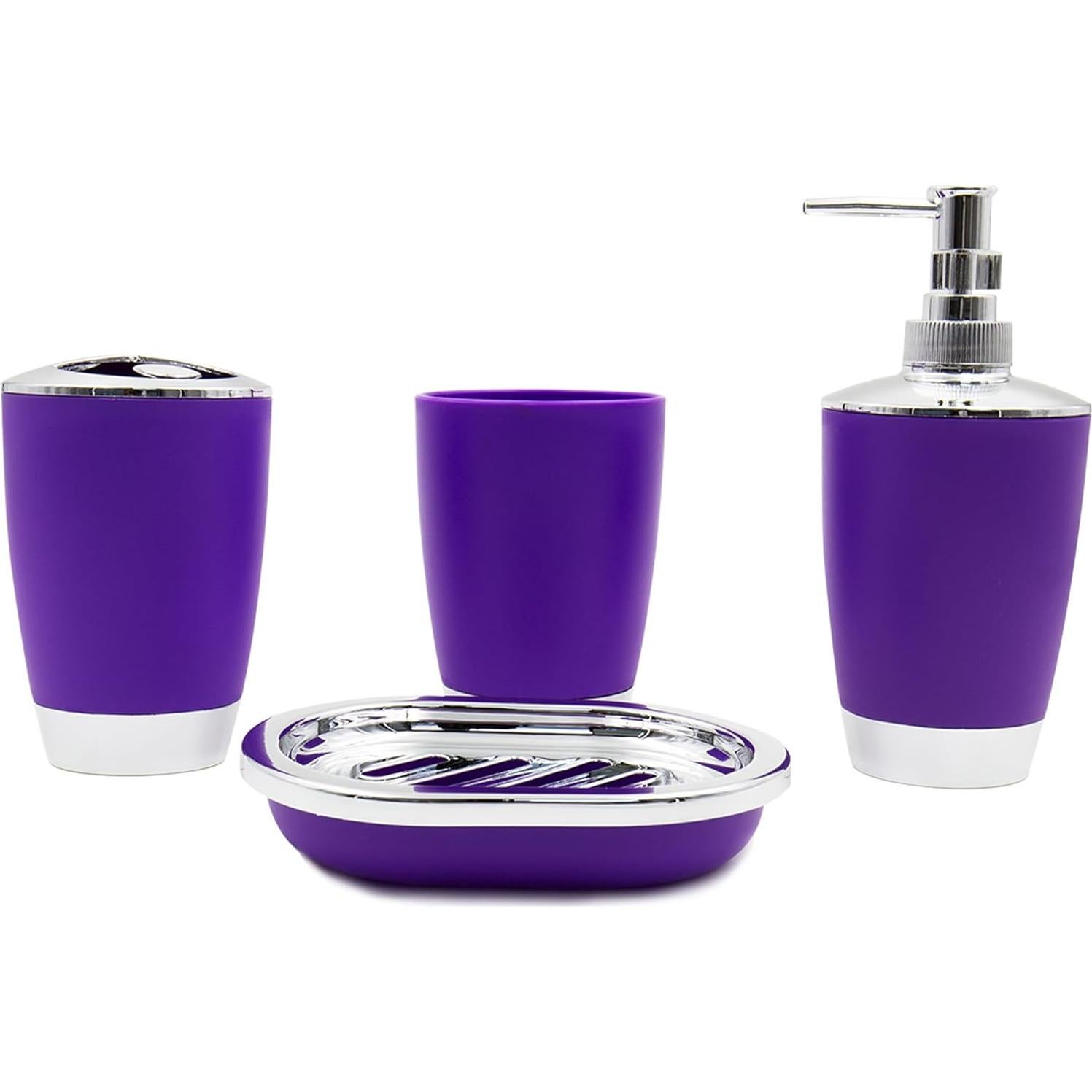 Juego de Accesorios de Baño 6 Piezas Plástico Púrpura