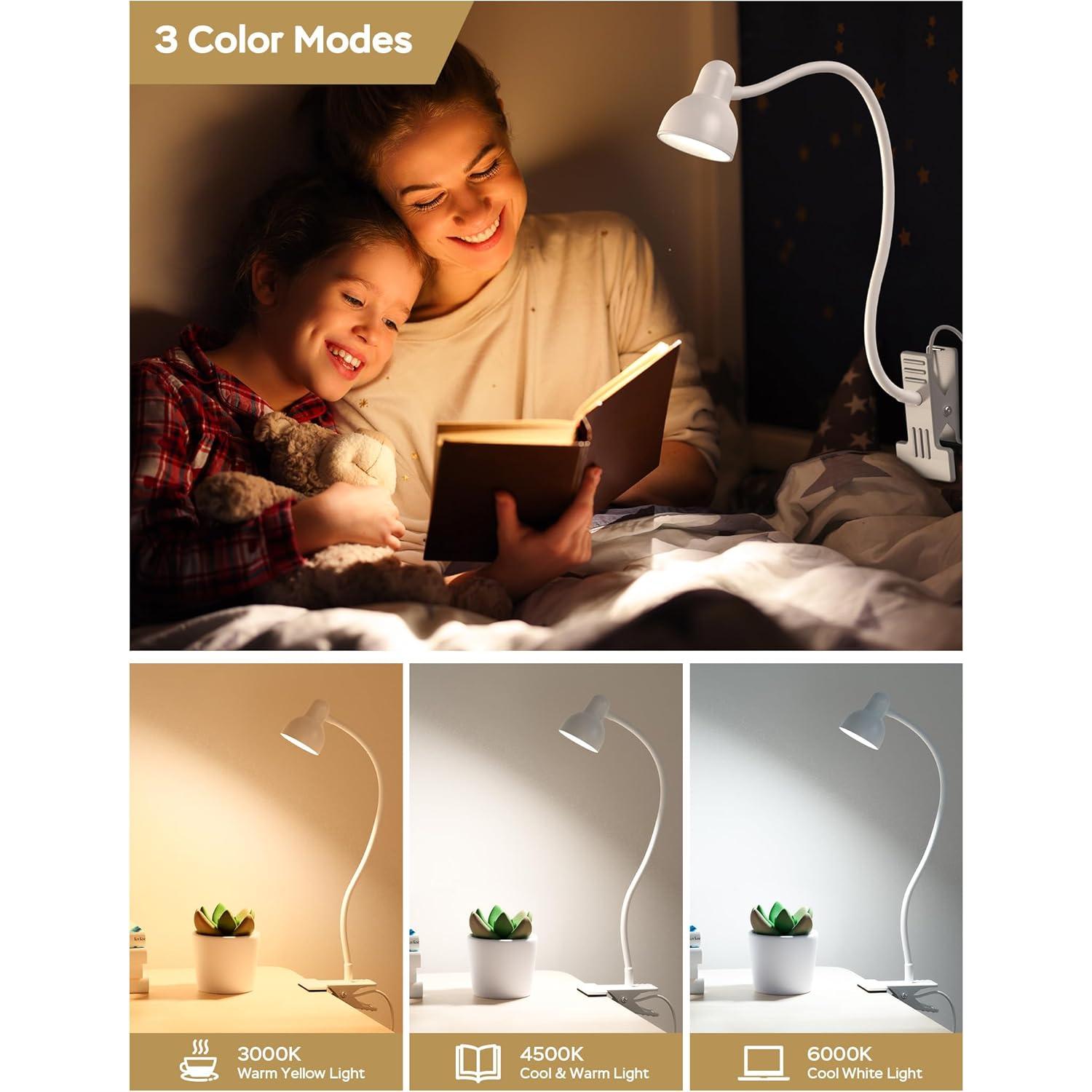 Lámpara de lectura USB LiFMIRA con clip, 3 modos y 10 niveles de brillo