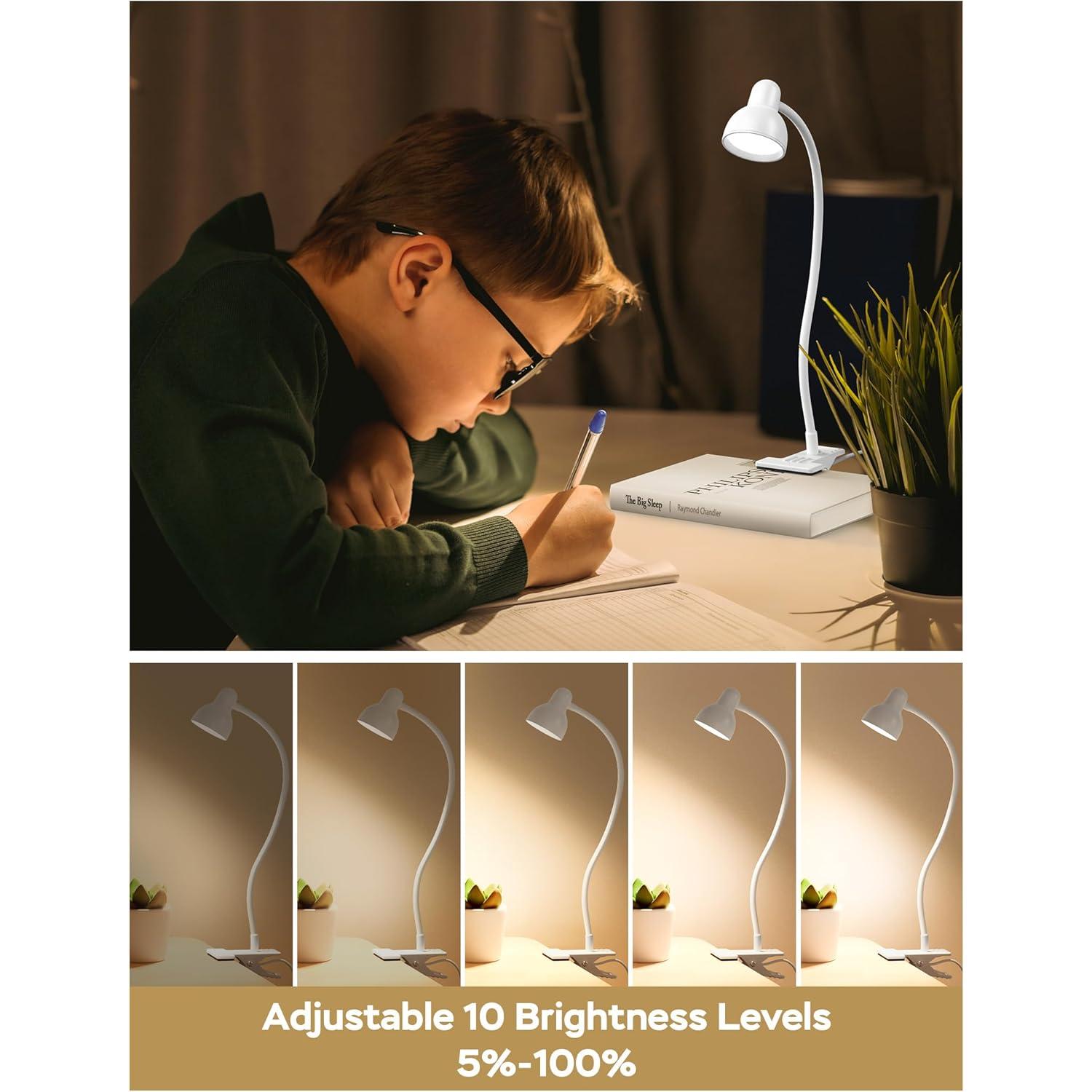 Lámpara de lectura USB LiFMIRA con clip, 3 modos y 10 niveles de brillo