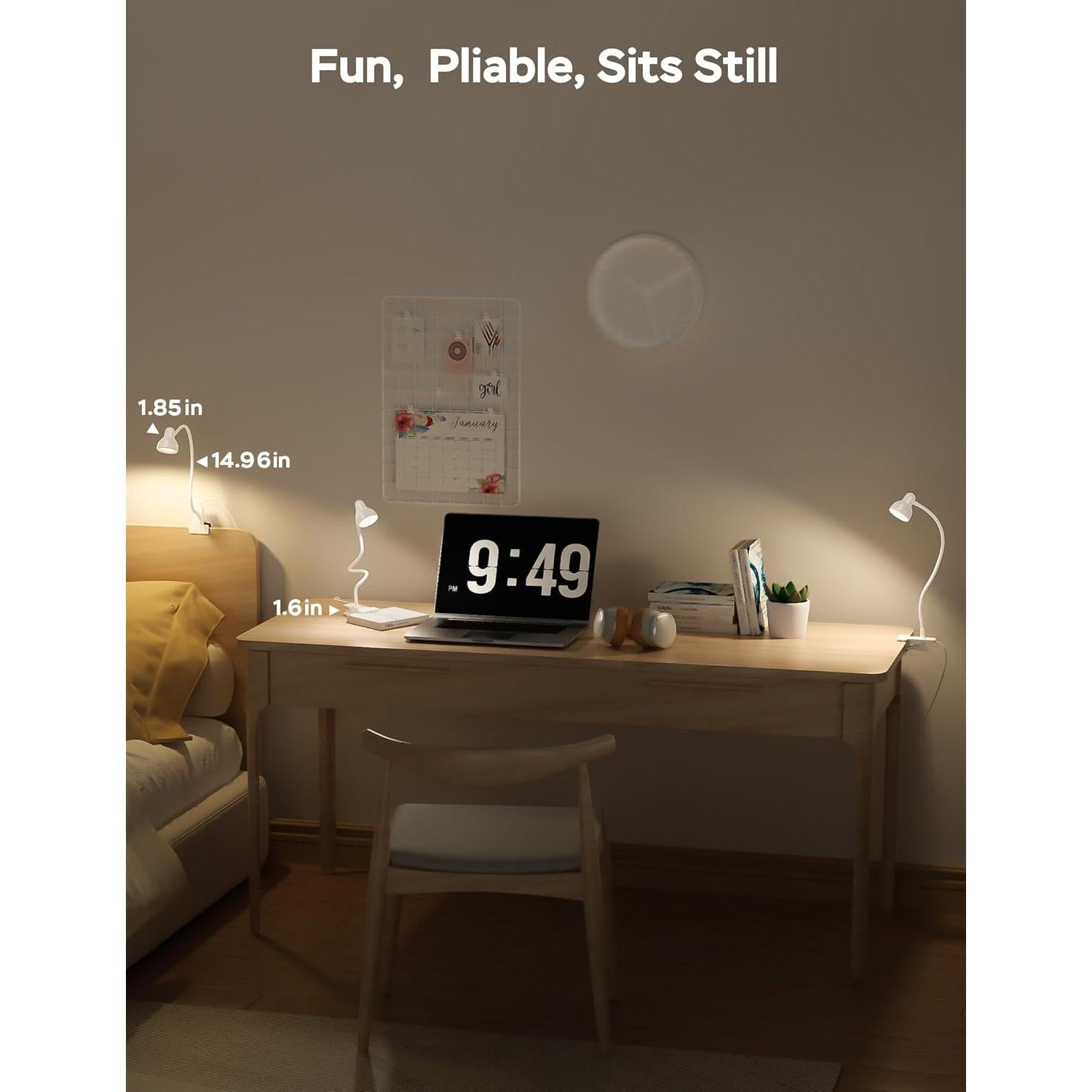 Lámpara de lectura USB LiFMIRA con clip, 3 modos y 10 niveles de brillo