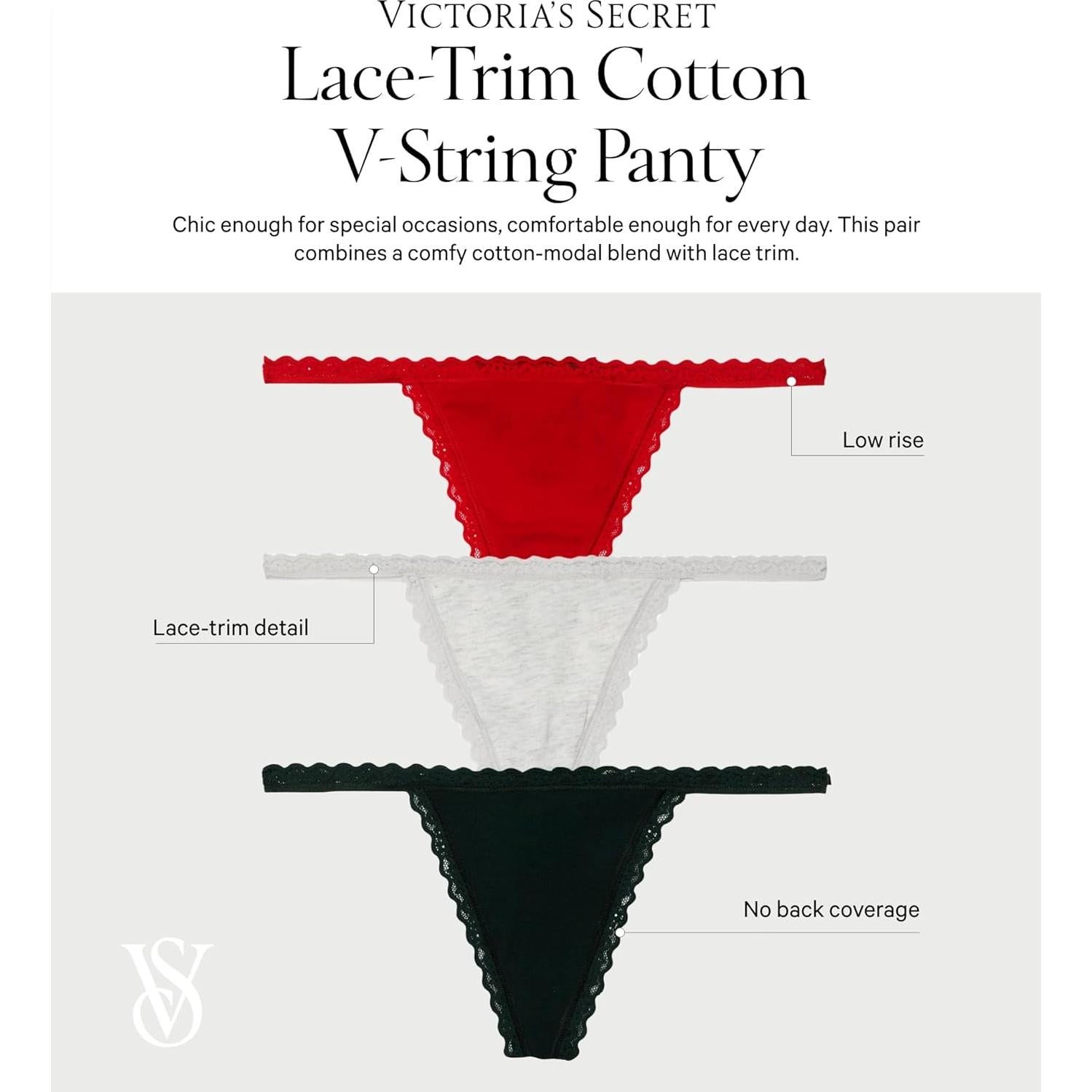 Tanga V-String de Algodón Victoria's Secret - Paquete Múltiple