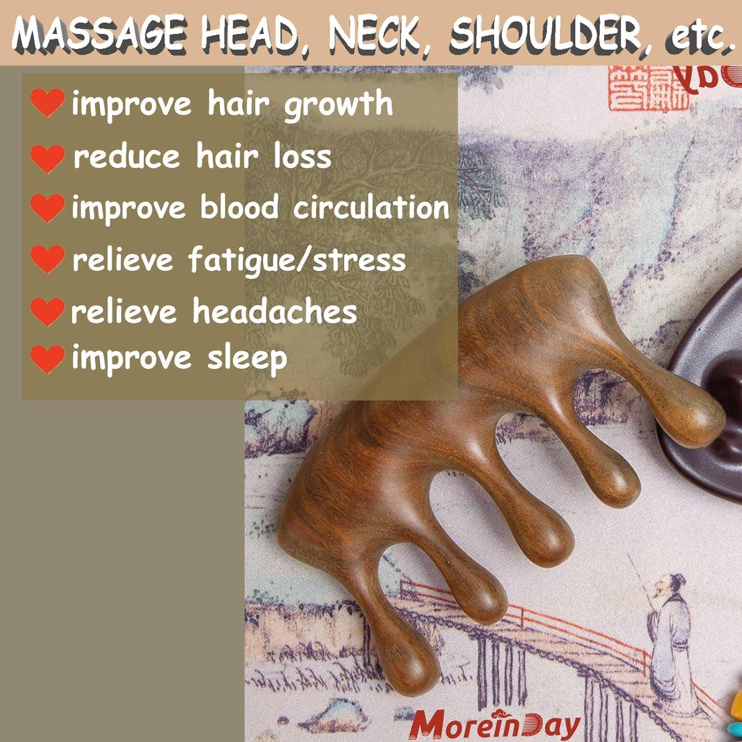 Peine de Masaje de Madera Moreinday para Crecimiento Cabello