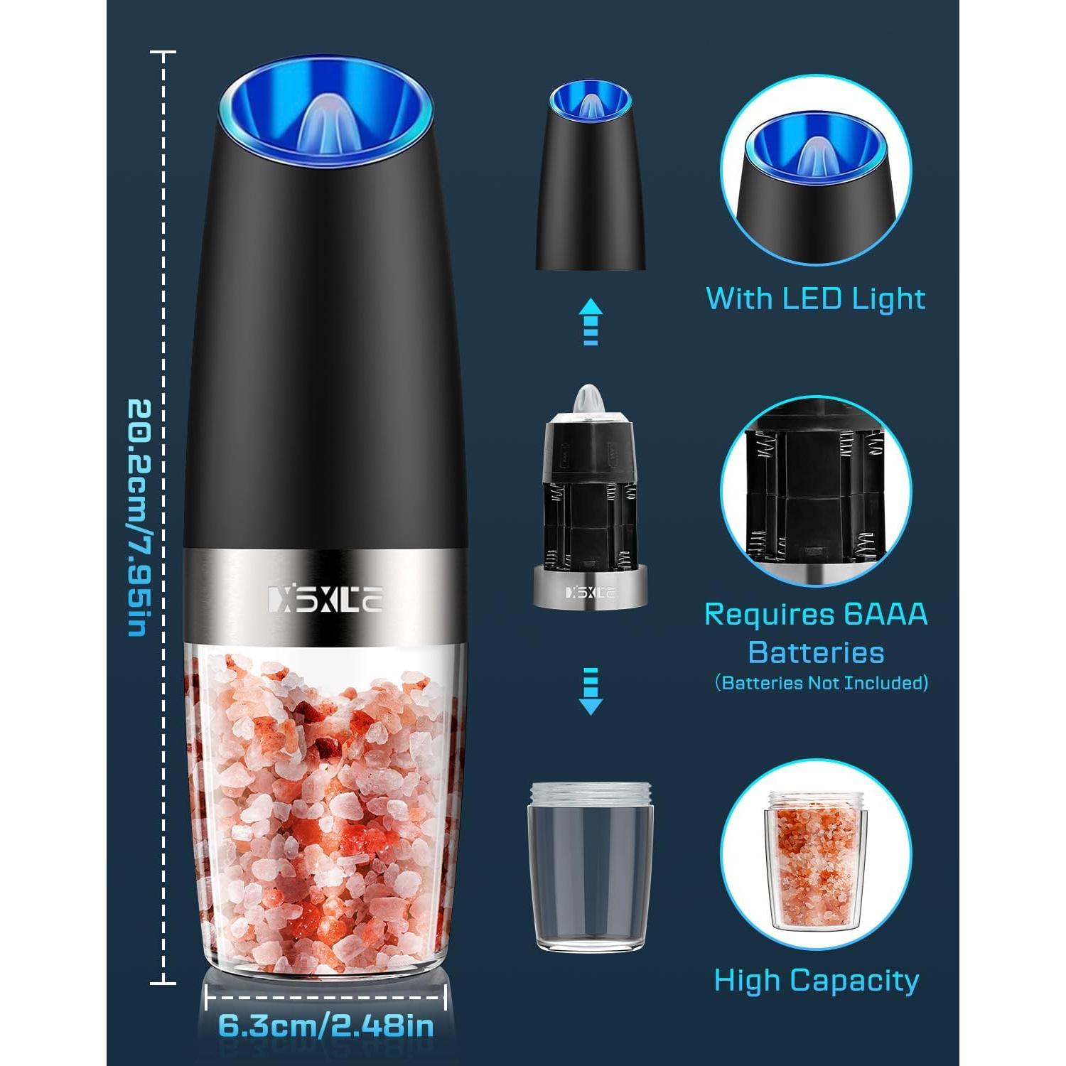 Molinillos Eléctricos de Sal y Pimienta XinXu, Automáticos, Ajustables