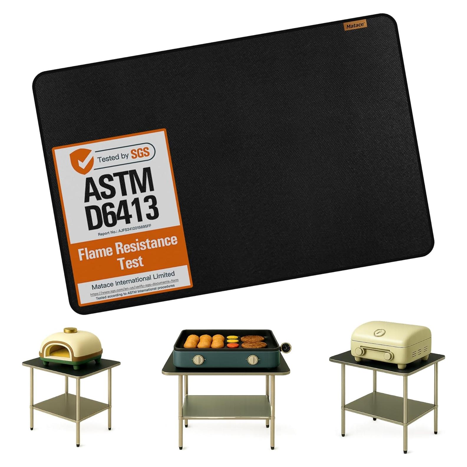 Alfombrilla Ignífuga Matace 60x40 cm Doble Cara para Parrilla