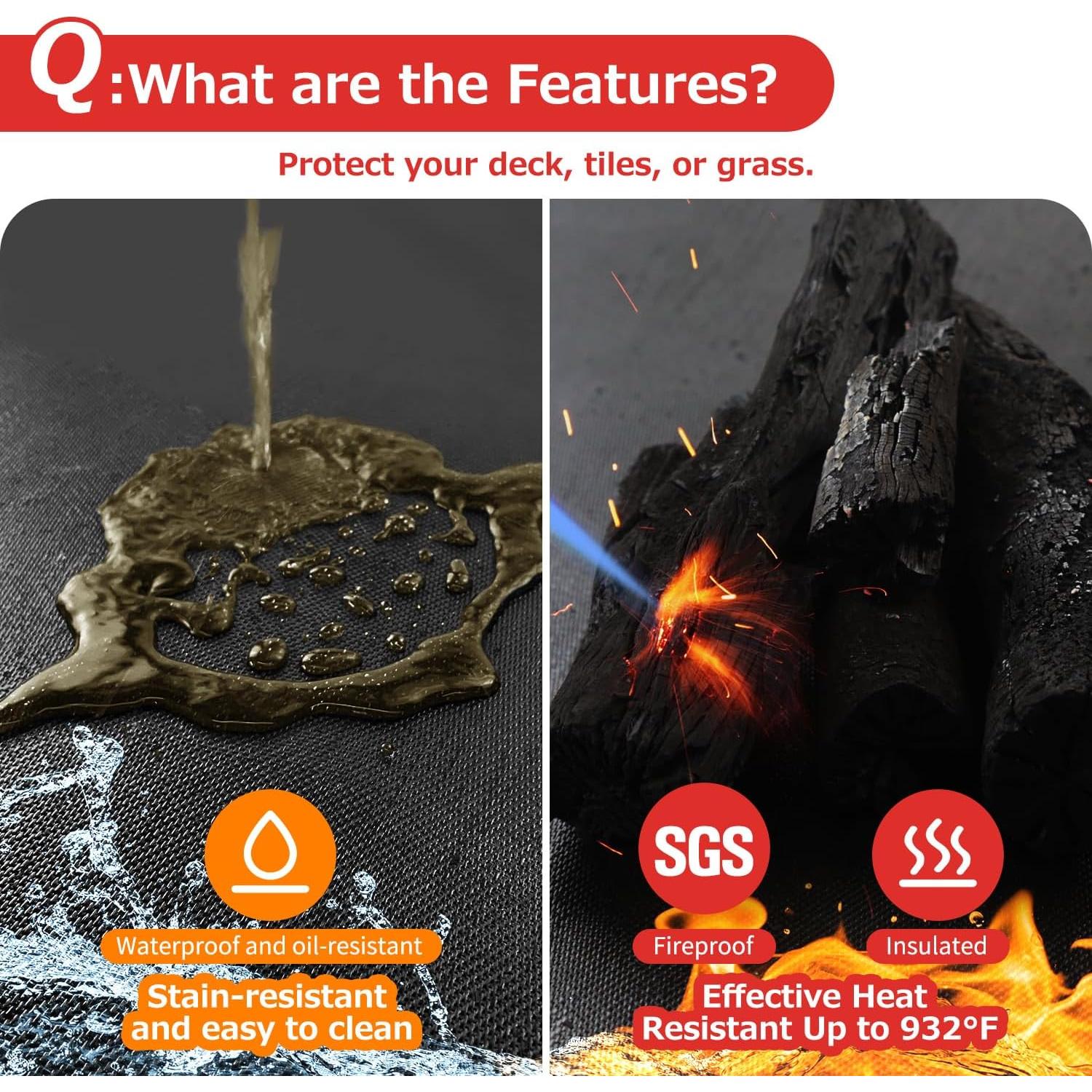 Alfombrilla Ignífuga Matace 60x40 cm Doble Cara para Parrilla