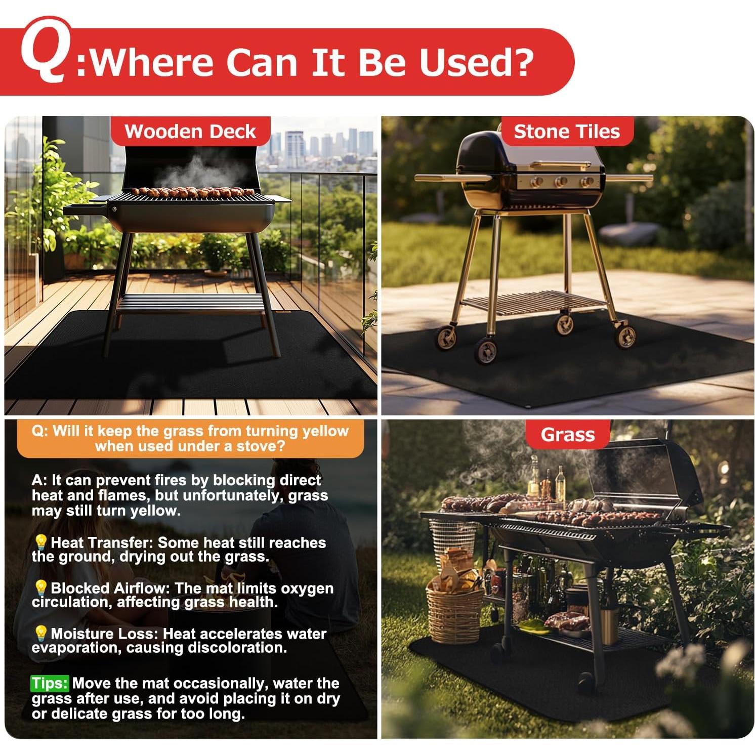 Alfombrilla Ignífuga Matace 60x40 cm Doble Cara para Parrilla