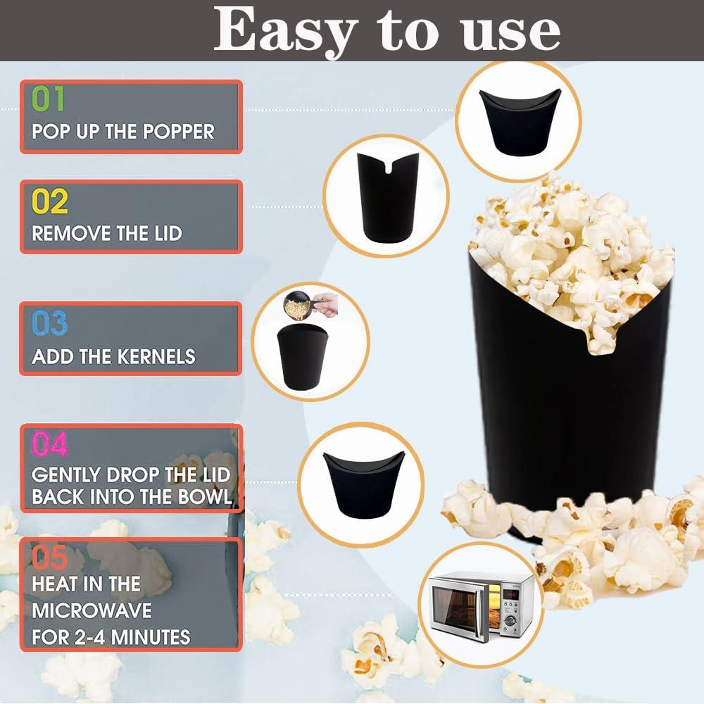 Popcorn Popper de Silicona Fglmctsh Plegable 1.5-3 min Negro