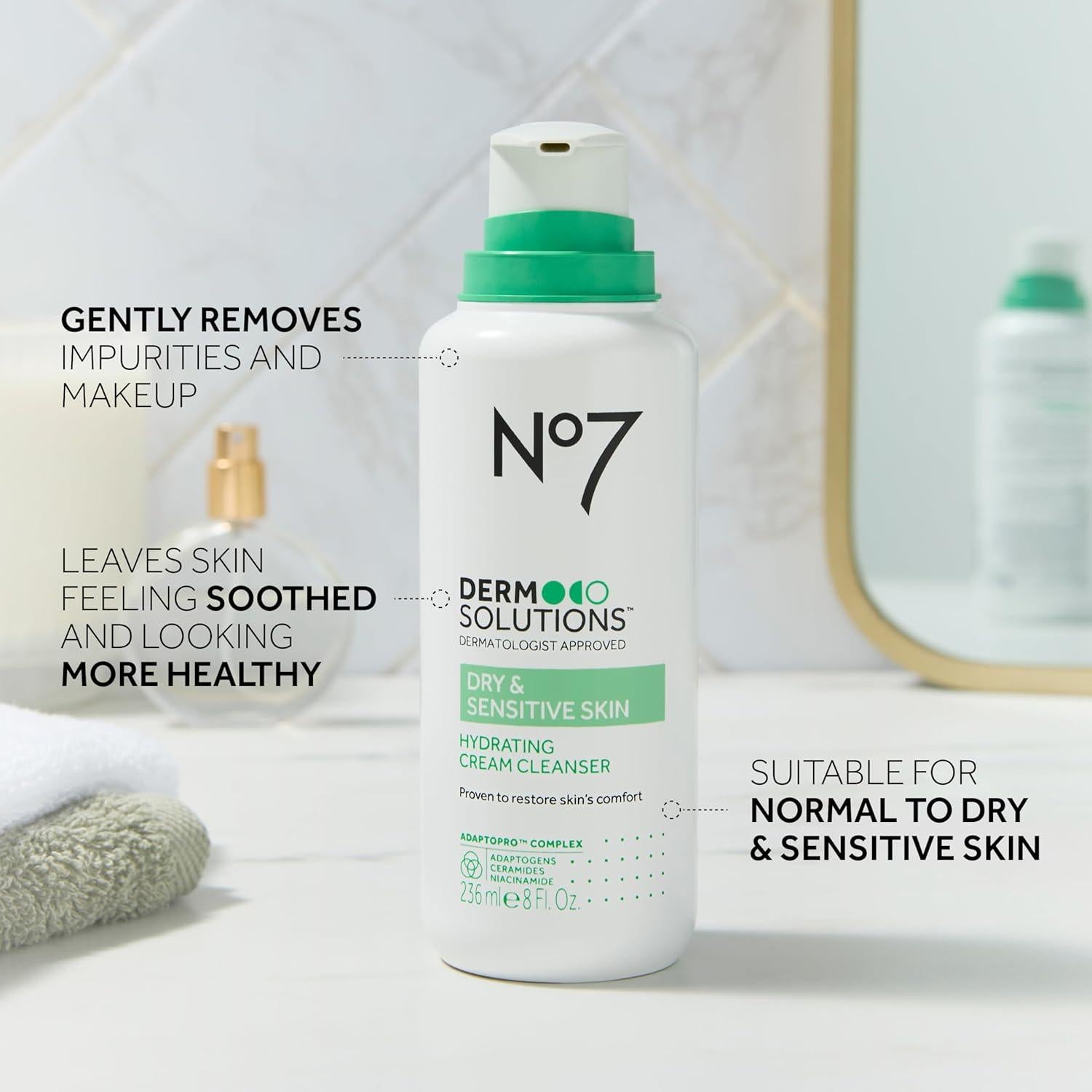 Limpiador Facial Hidratante No7 236.6 ml - Piel Seca y Sensible