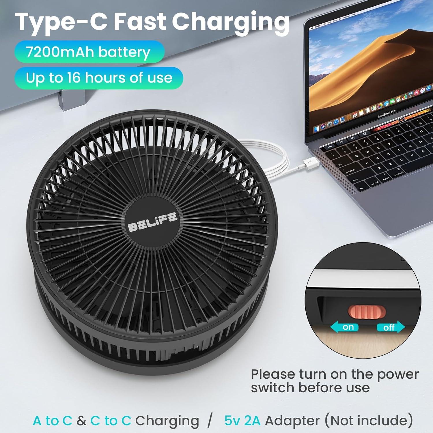 Ventilador Portátil Belife X10 Inalámbrico 7200mAh Oscilante