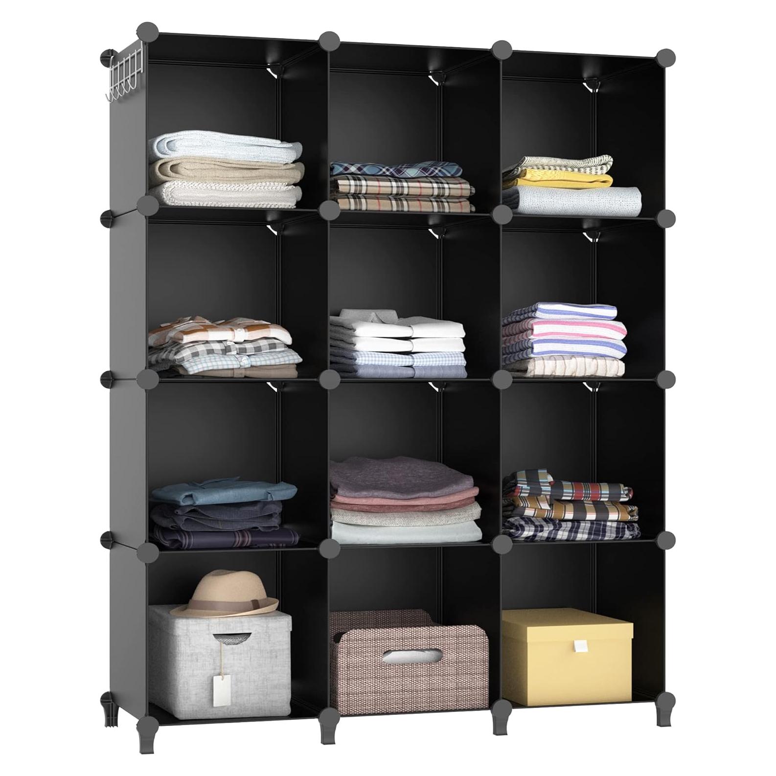 Organizador de Closet HOMIDEC 12 Cubos Negro 30x30cm