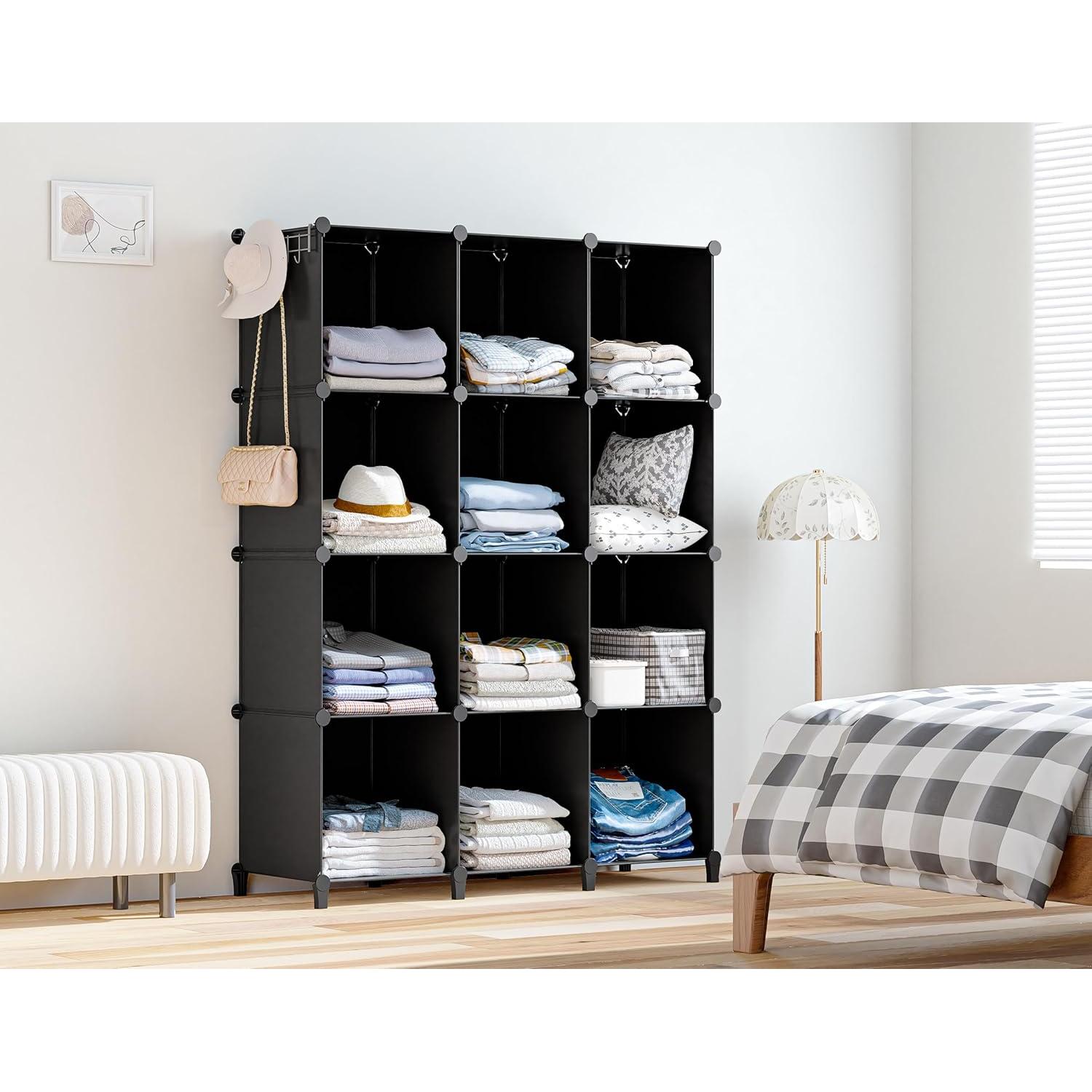 Organizador de Closet HOMIDEC 12 Cubos Negro 30x30cm