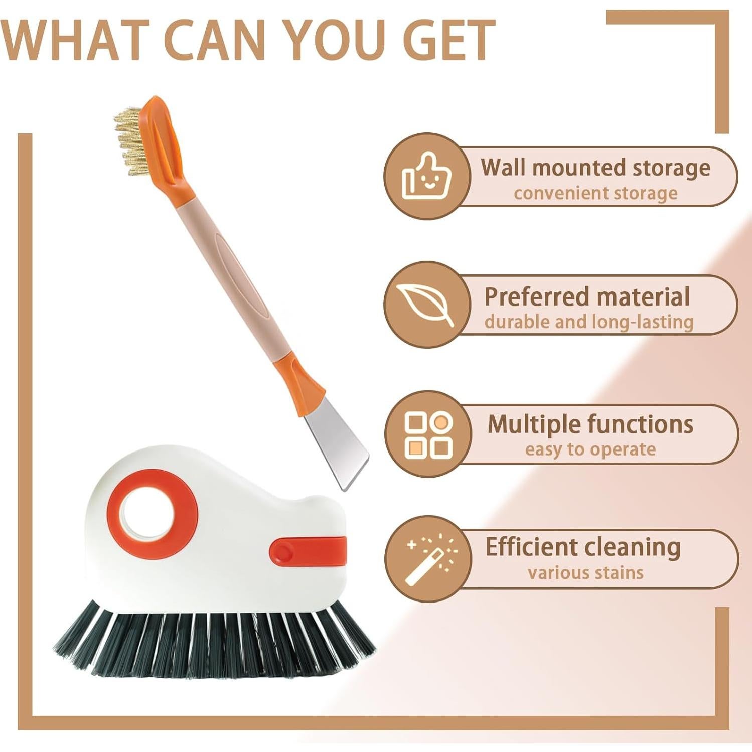 Juego de Cepillos de Limpieza JIANGLAI 2 en 1 Naranja