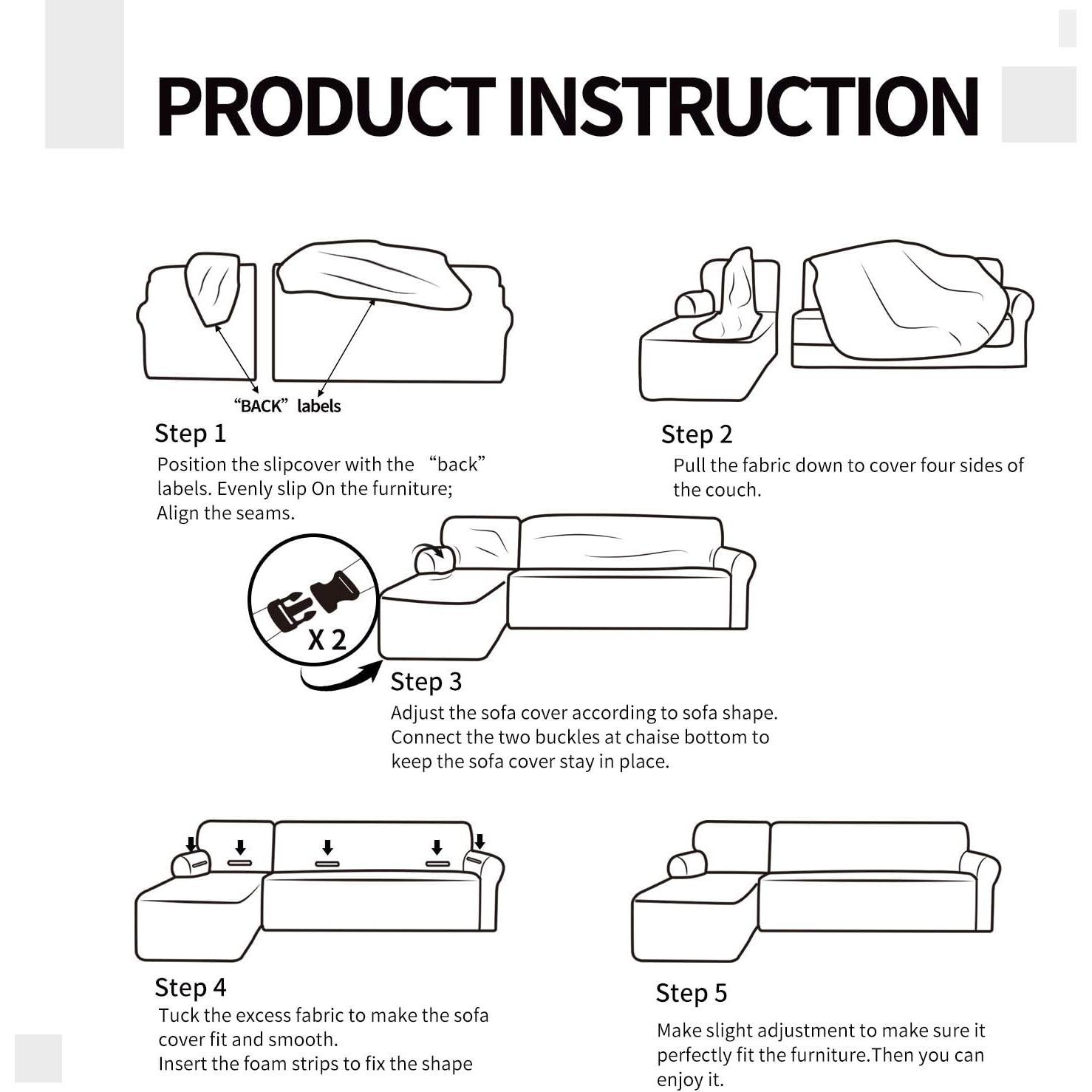 Funda de Sofá Stretch Easy-Going 2 Piezas Negro Pequeño