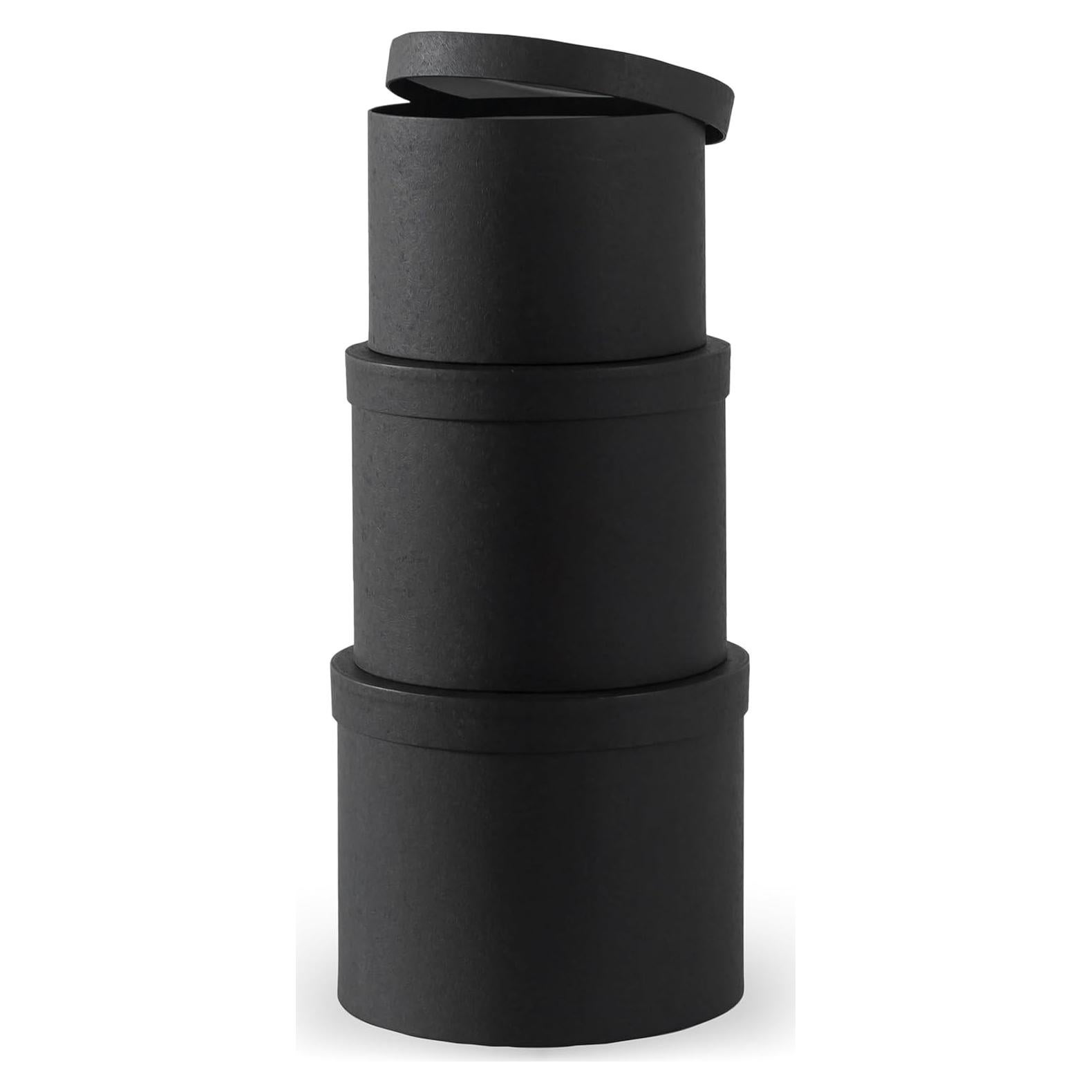 Set de 3 Cajas Redondas Soul & Lane - Cartón Negro para Flores