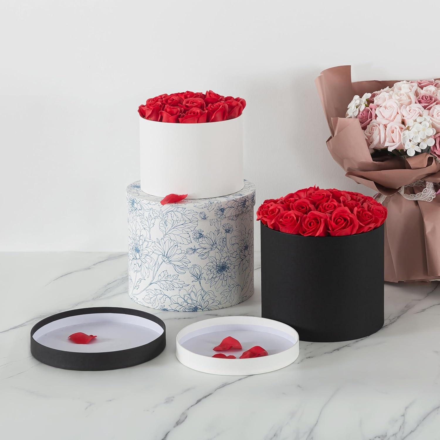 Set de 3 Cajas Redondas Soul & Lane - Cartón Negro para Flores