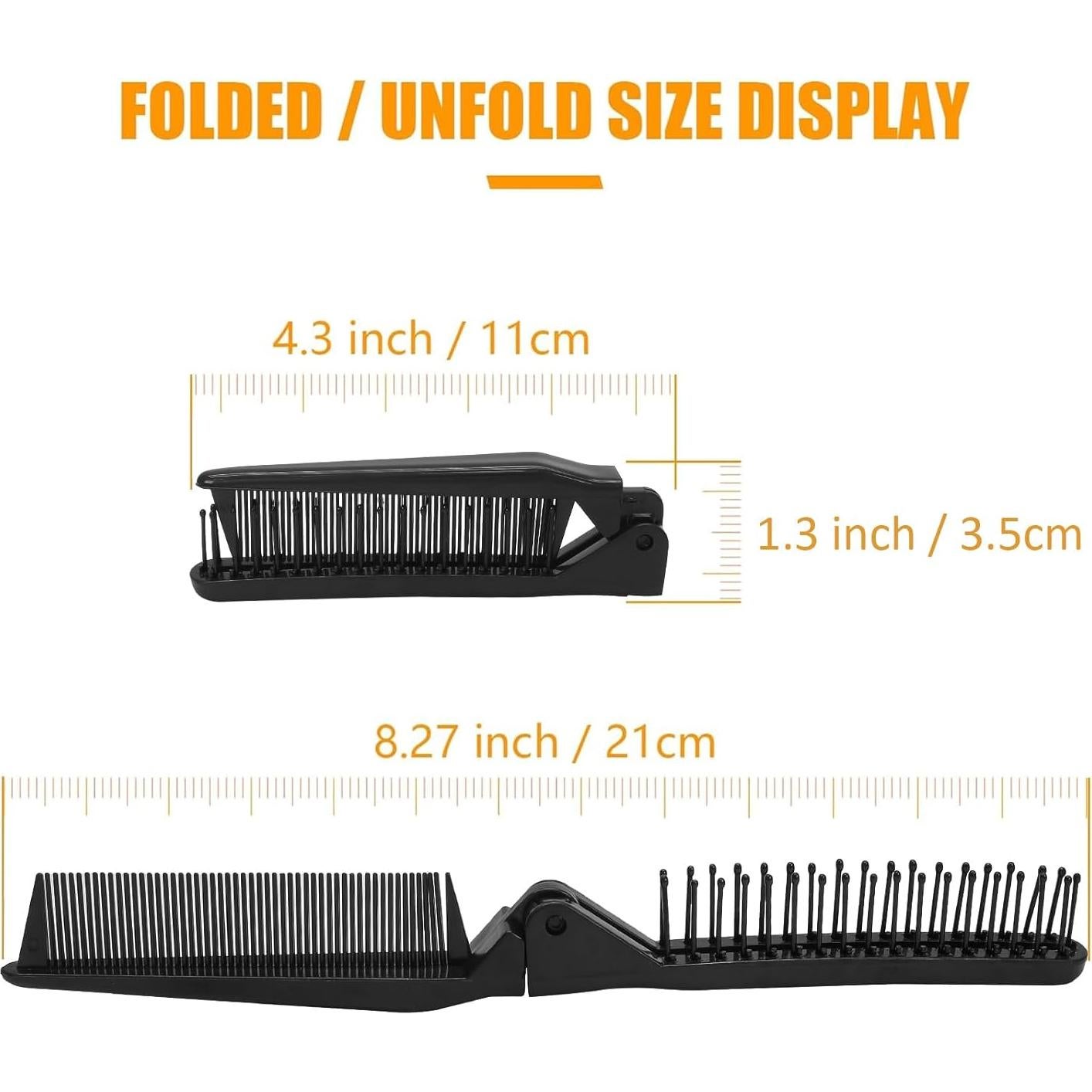 Peine Plegable Qjaiune 6 PCS Negro Compacto Viaje