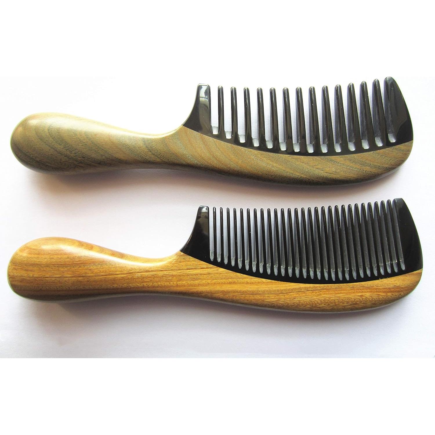 Peine de Cuerno de Búfalo Myhsmooth con Mango de Sándalo