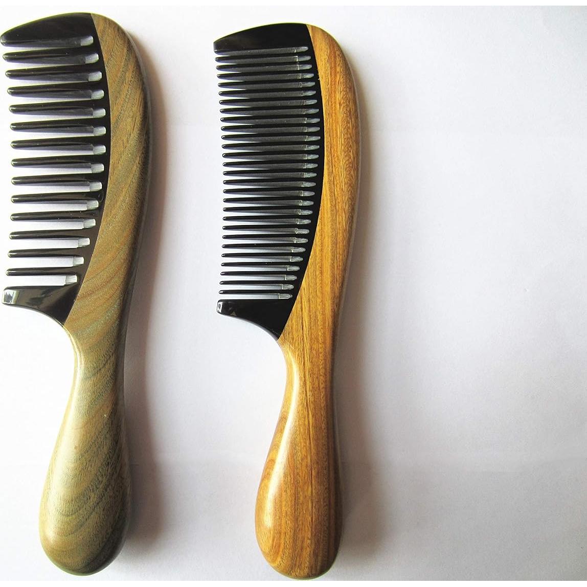 Peine de Cuerno de Búfalo Myhsmooth con Mango de Sándalo