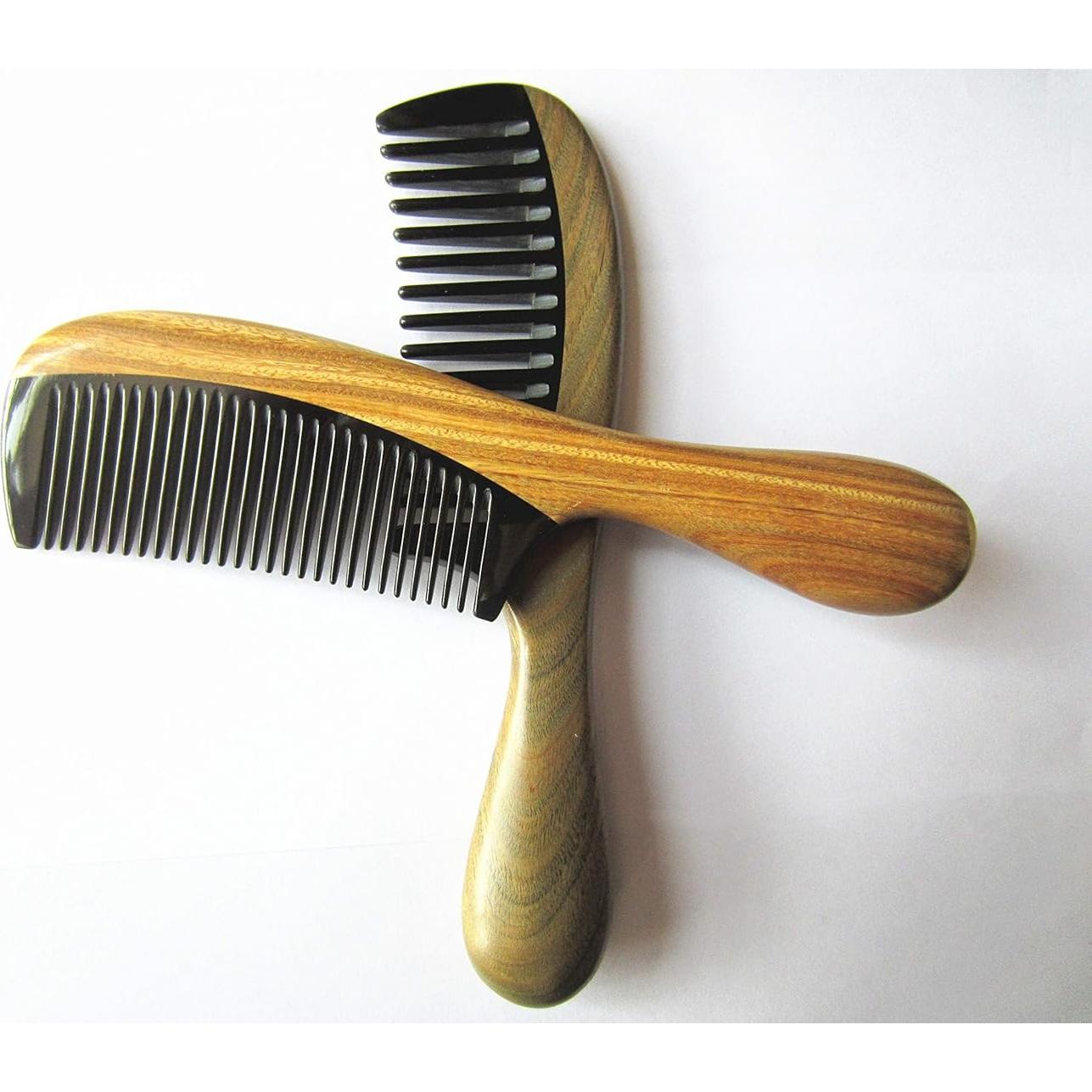 Peine de Cuerno de Búfalo Myhsmooth con Mango de Sándalo