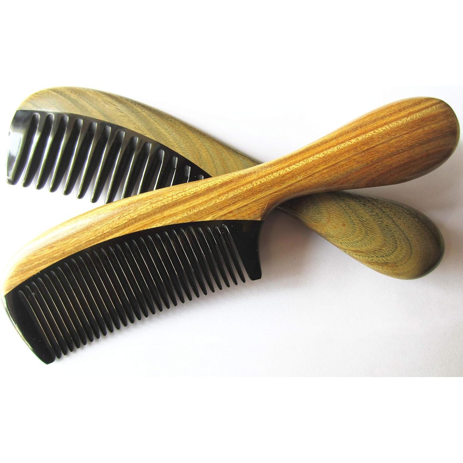 Peine de Cuerno de Búfalo Myhsmooth con Mango de Sándalo