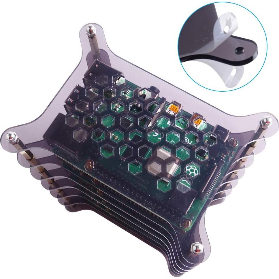 Caja de Clúster GeeekPi 6 Capas para Raspberry Pi 4/3/2 con Disipadores
