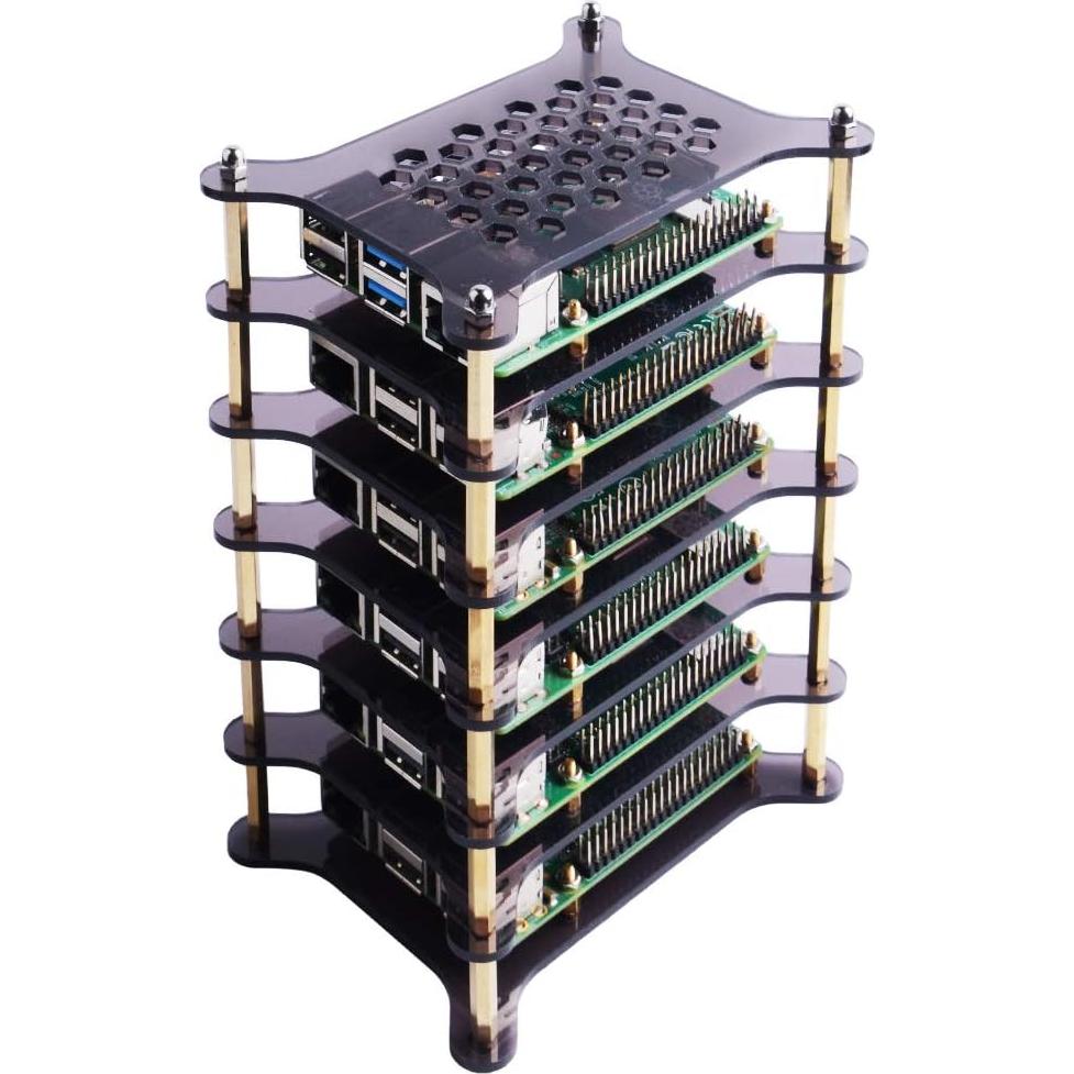 Caja de Clúster GeeekPi 6 Capas para Raspberry Pi 4/3/2 con Disipadores