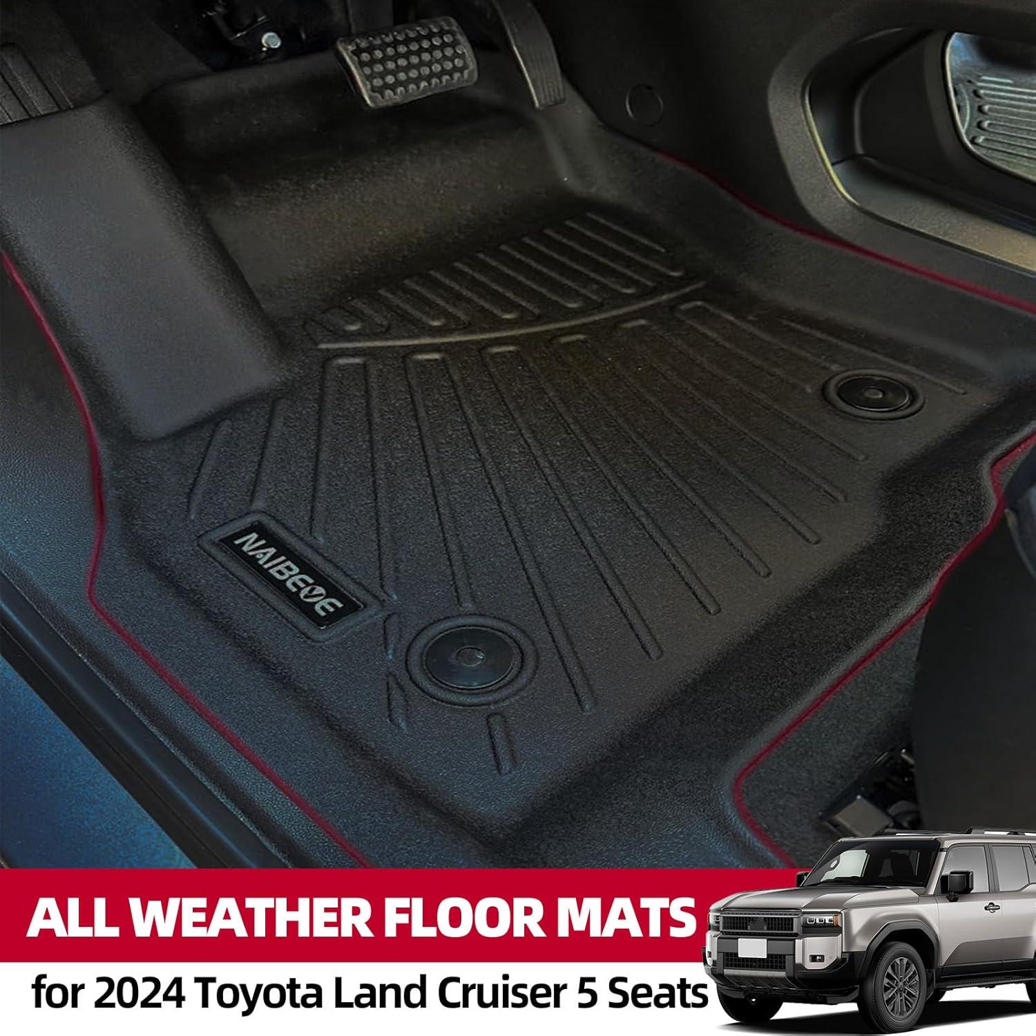 Naibeve Floor Mats for 2024 2025 Toyota Land Cruiser/Lexus GX550 5 Seats-All Weather for 2024 Toyota Land Cruiser Floor Mats Cargo Mat Liner Trunk Liner Waterproof Interior Accessories