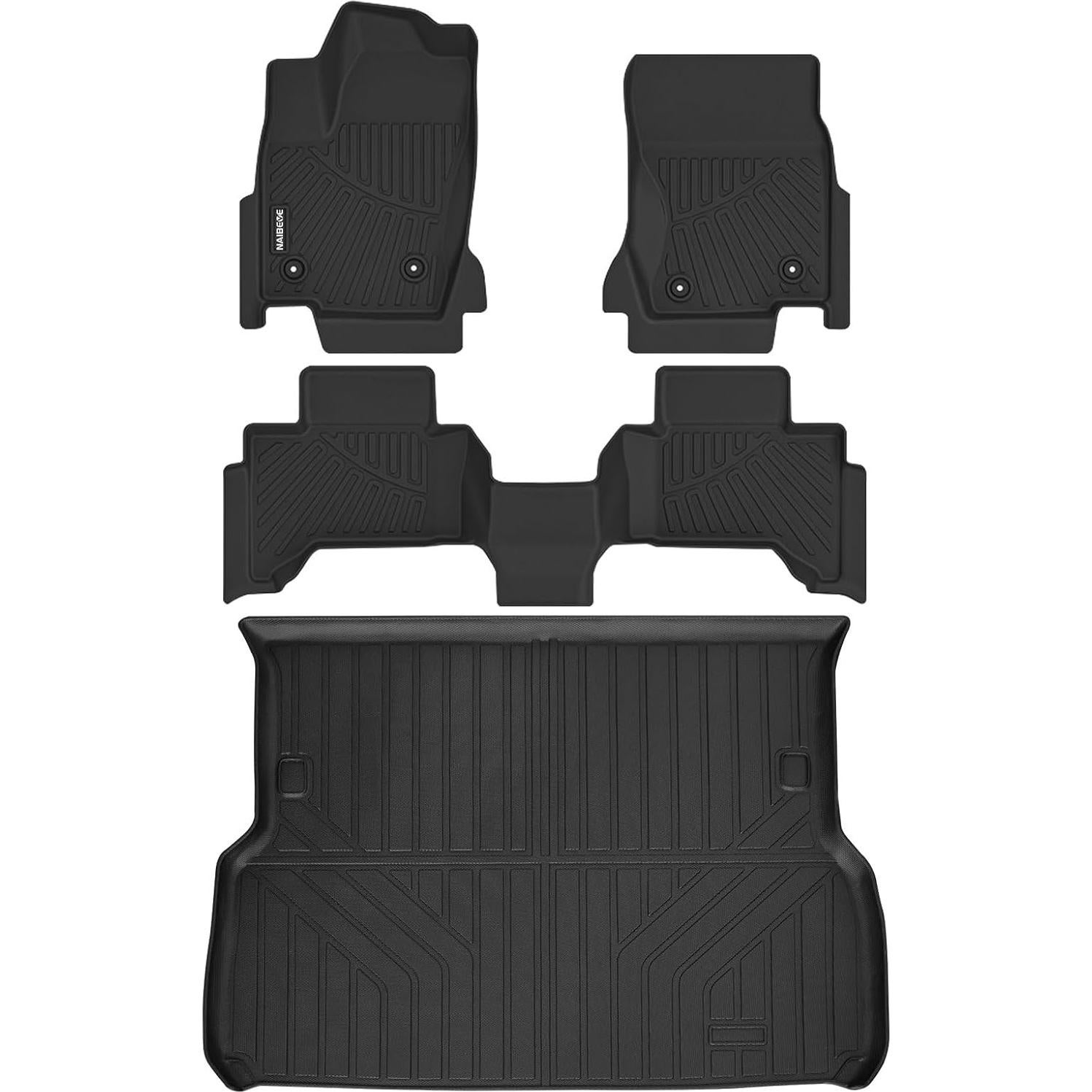 Naibeve Floor Mats for 2024 2025 Toyota Land Cruiser/Lexus GX550 5 Seats-All Weather for 2024 Toyota Land Cruiser Floor Mats Cargo Mat Liner Trunk Liner Waterproof Interior Accessories