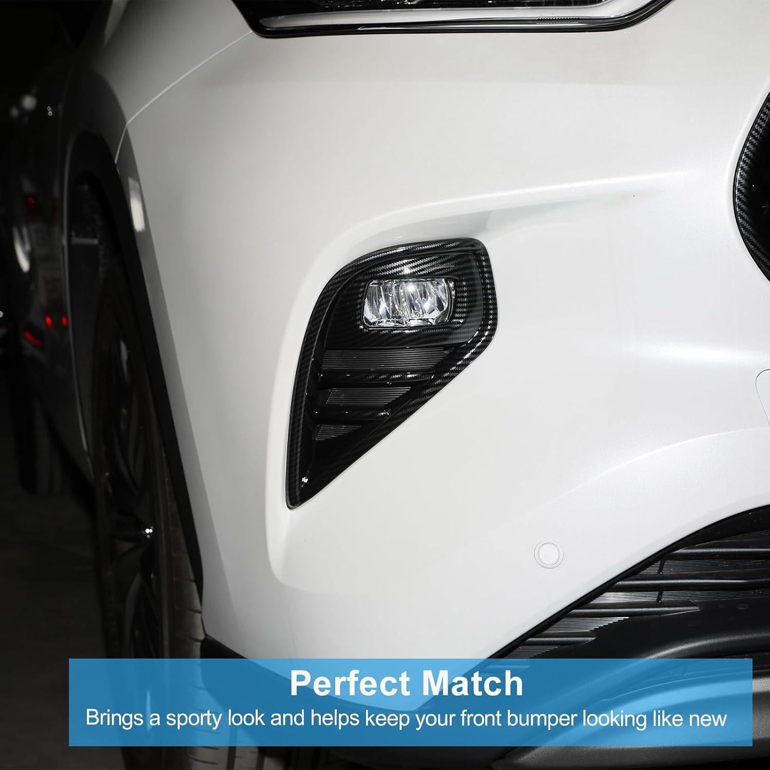 For Toyota Highlander 2025 2024 2023 2022 2021 2020 Front Fog Light Cover Trims, Carbon Fiber Exterior Sporty Decorative Strip Cover Molding Trims for Highlander