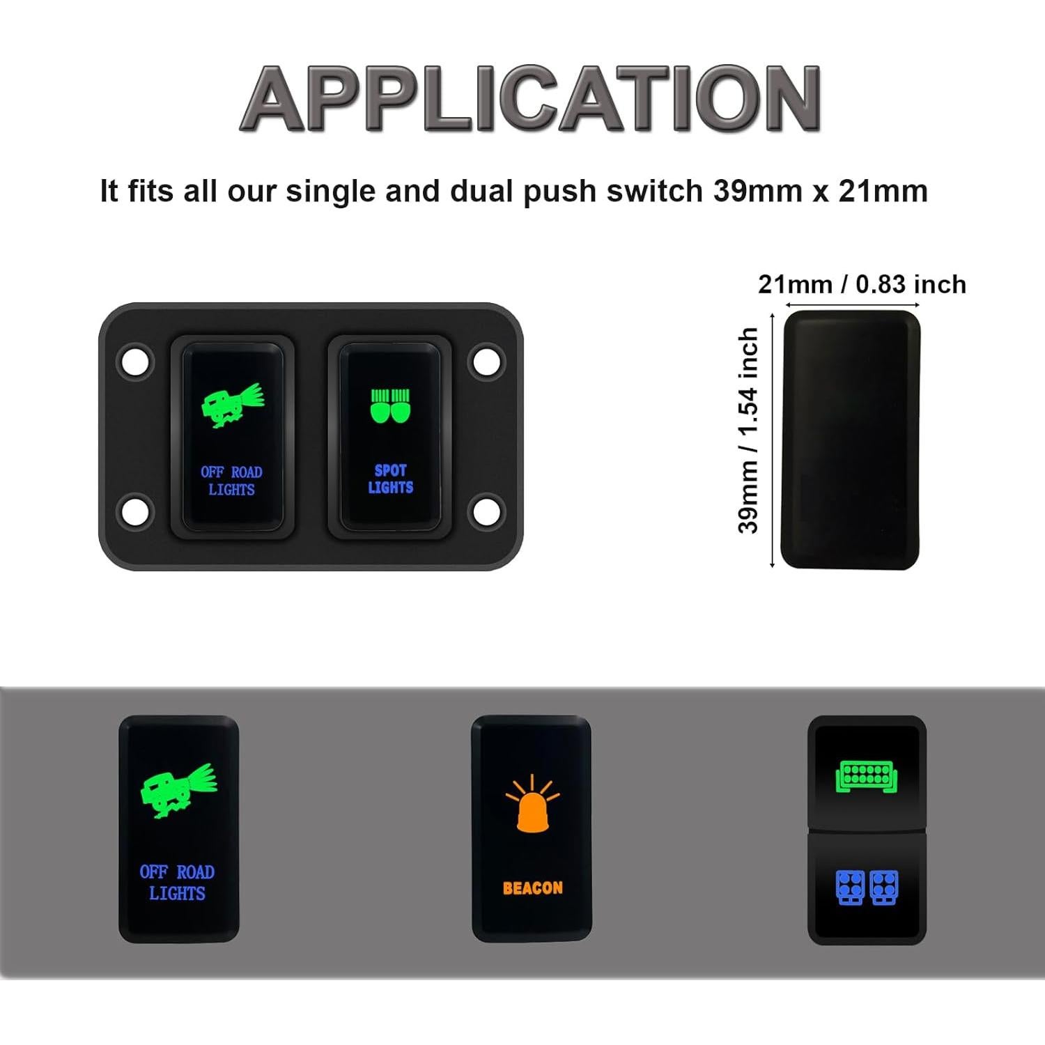 Carcasa de Interruptor Doble 39mm x 21mm para Toyota Prado Hilux