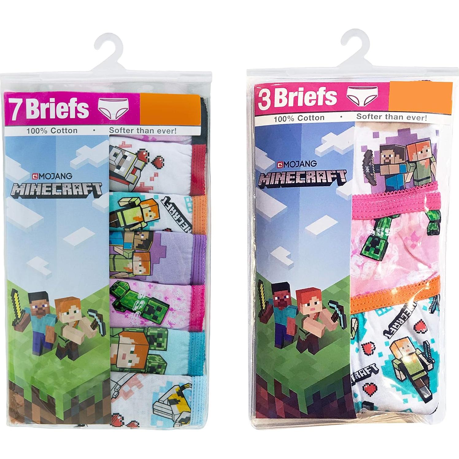 Ropa Interior Niñas Minecraft 10-Pack 100% Algodón Talla 4-10