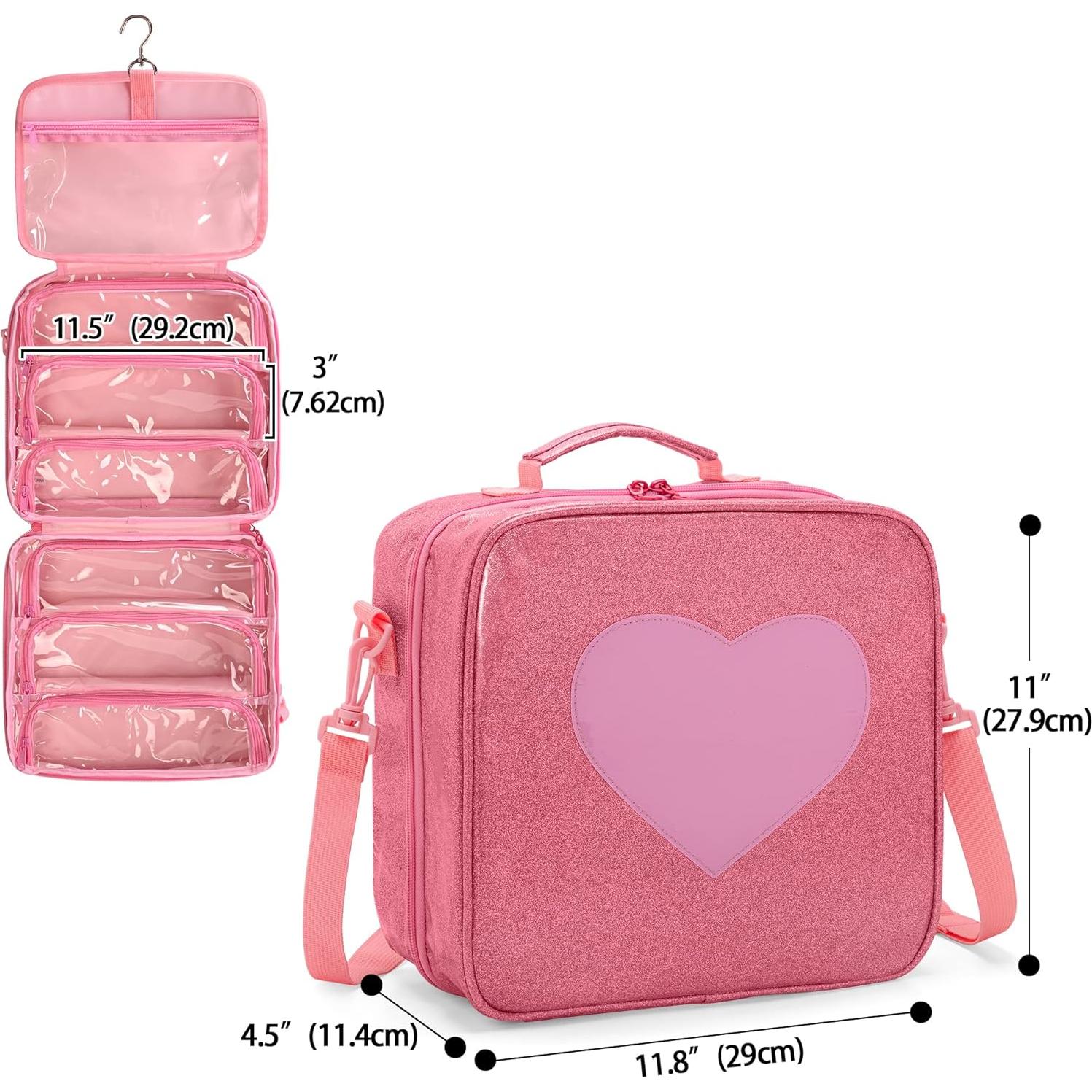 LoDrid Doll Carrying Case Compatible with LOL Surprise OMG, Display Organizer Compatible with Big Sister 3-inch Dolls with a Hanging Hook and 7 Clear Zipper Pockets, Bag Only, Pink(Patent Design)