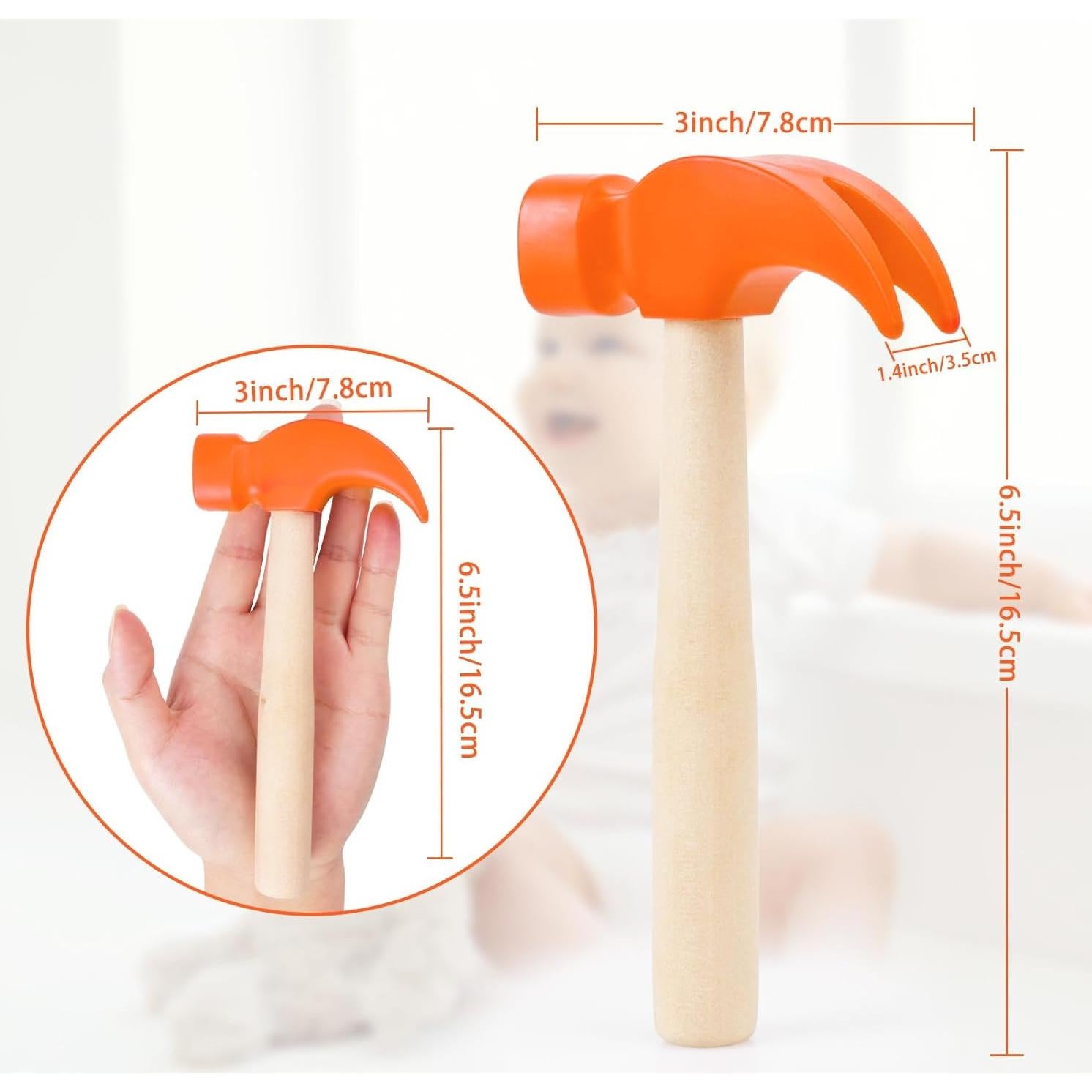 Juguete Martillo de Madera Hxezoc 16.5x7.6cm Naranja
