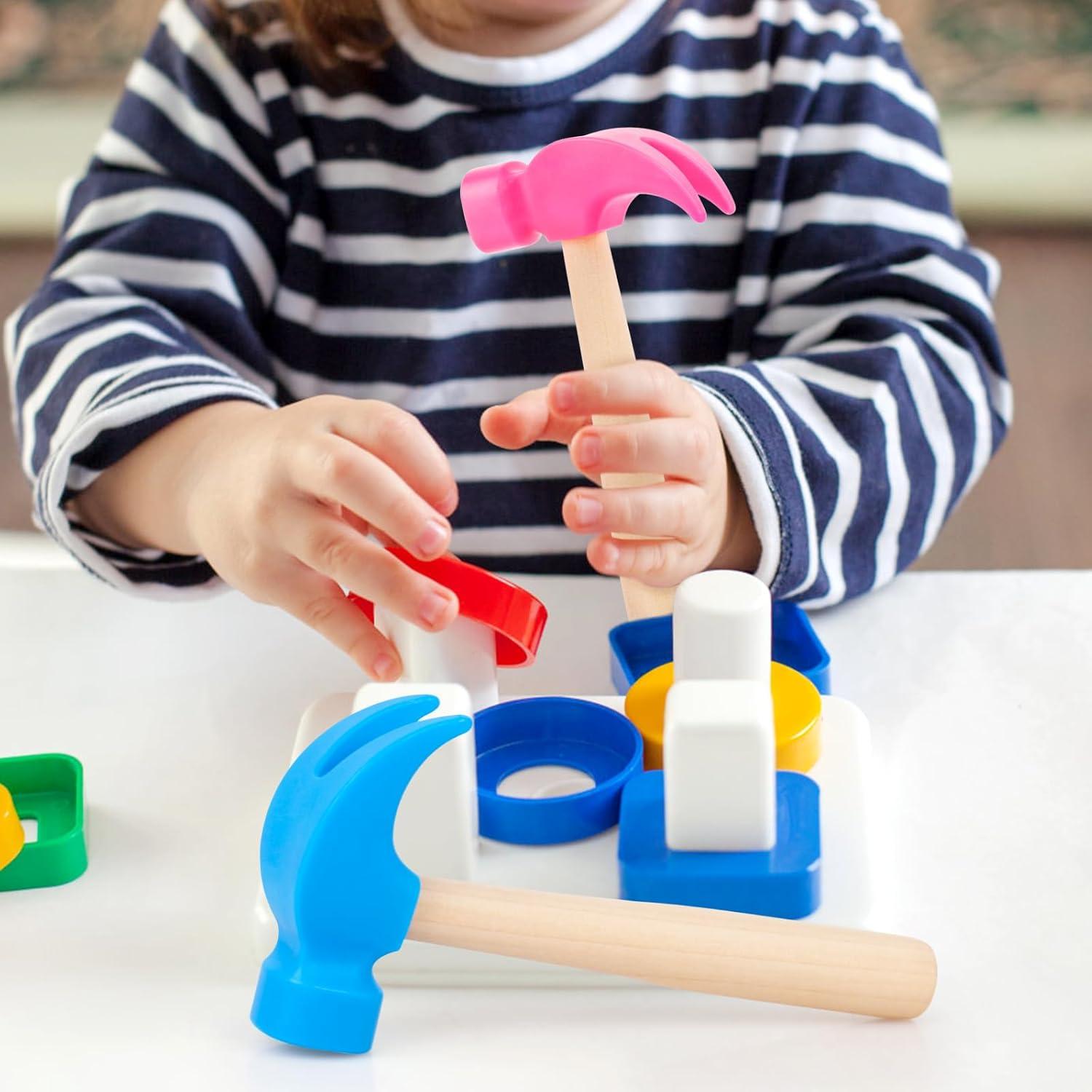 Paquete de 2 Martillos de Madera Hxezoc Azul y Rosa Rojo