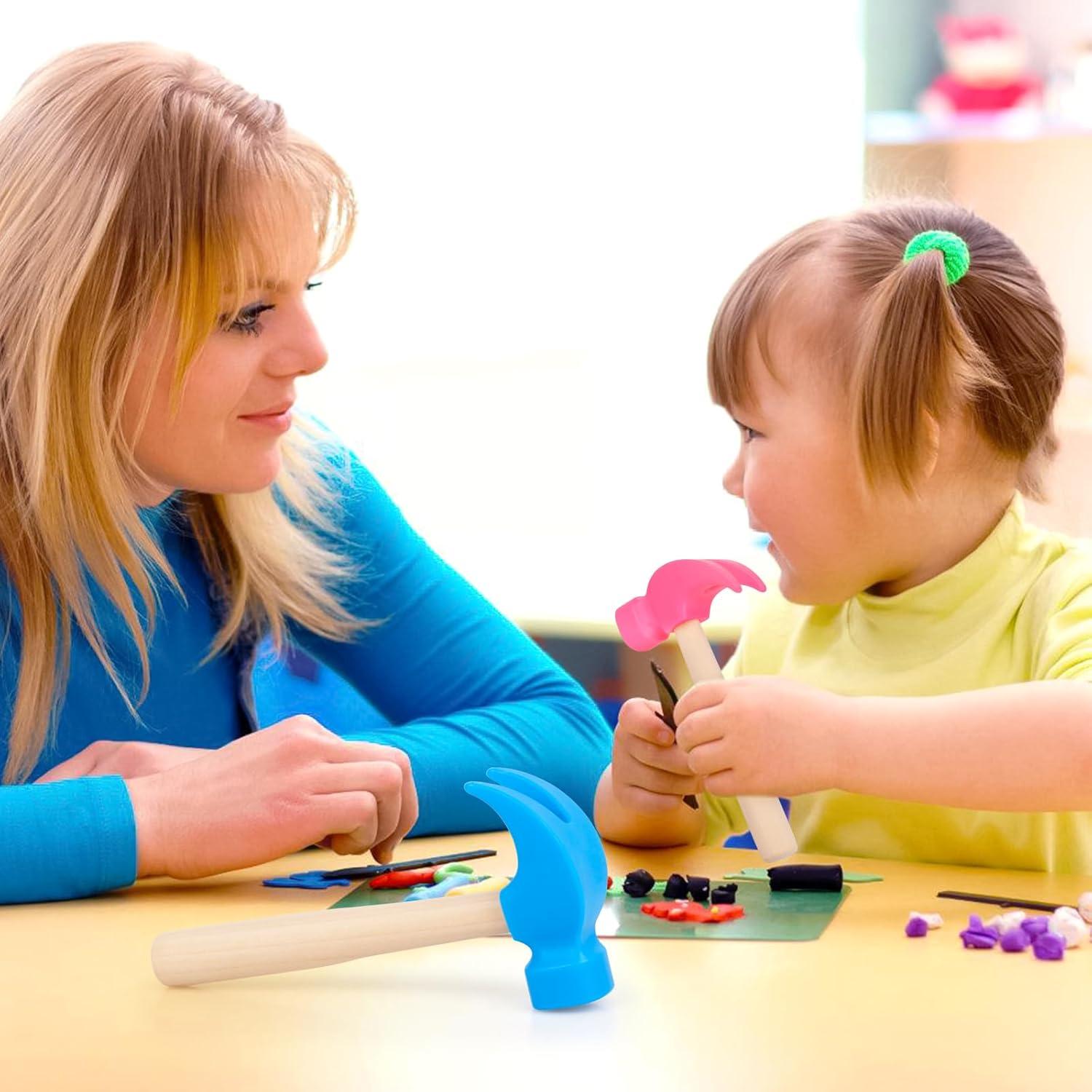 Paquete de 2 Martillos de Madera Hxezoc Azul y Rosa Rojo