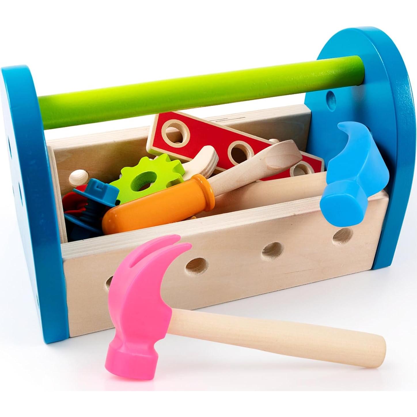 Paquete de 2 Martillos de Madera Hxezoc Azul y Rosa Rojo